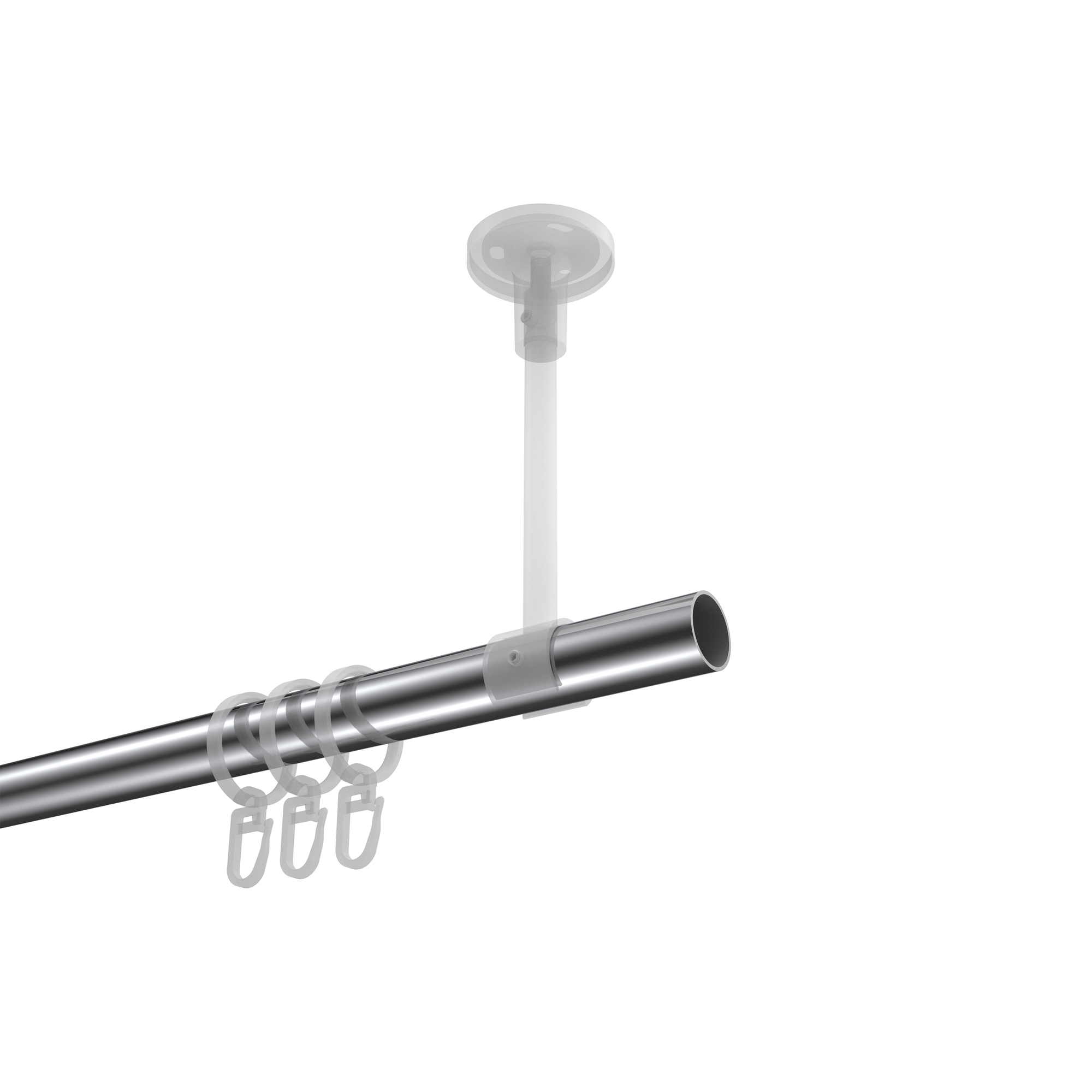 Vorhangstange (Deckenanbringung) Chrom / Messing-Optik, Metall 20 mm Ø Sonette Savio – Bild 3