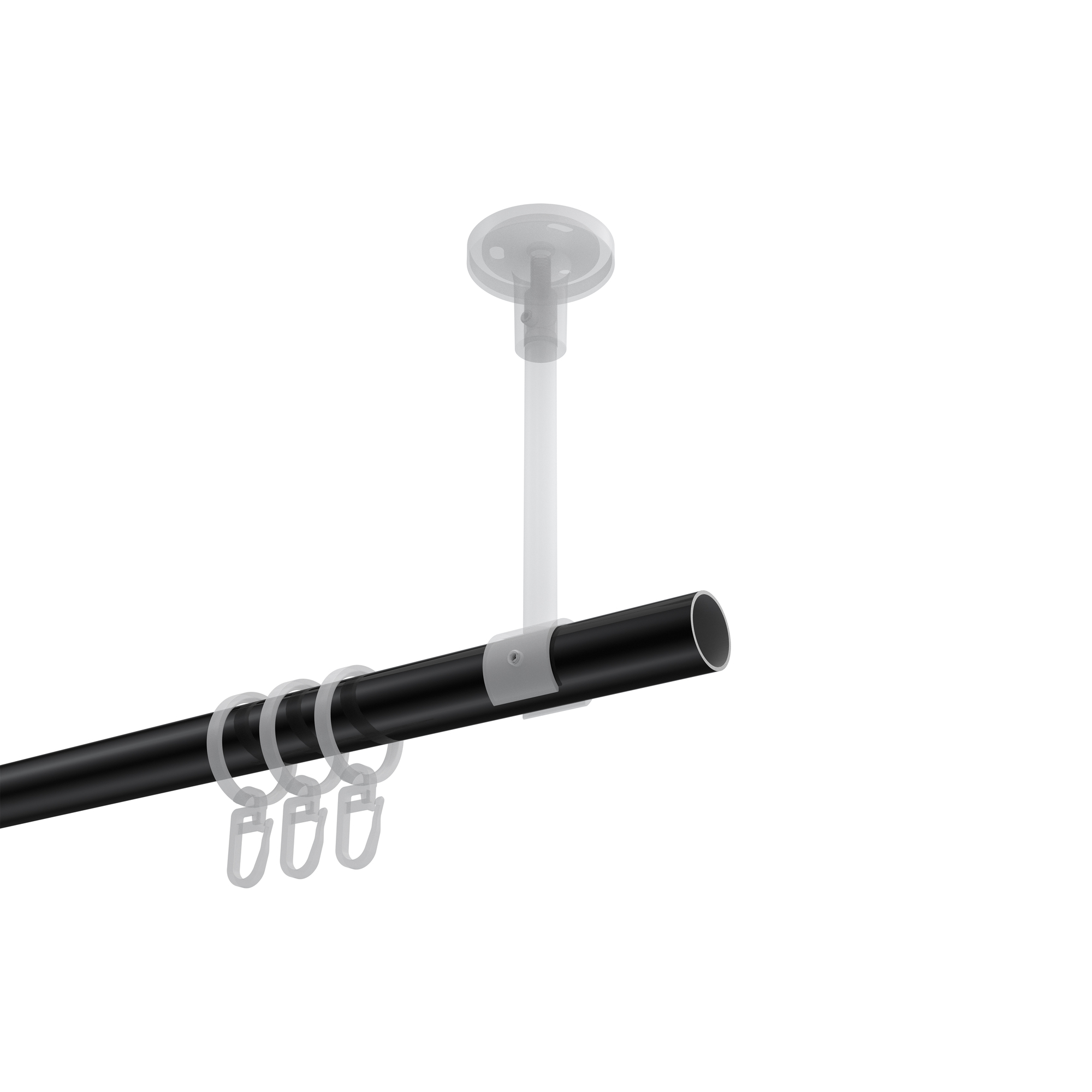 Gardinenstange (Deckenmontage) Schwarz, Metall 20 mm Ø Sonette Santo – Bild 3