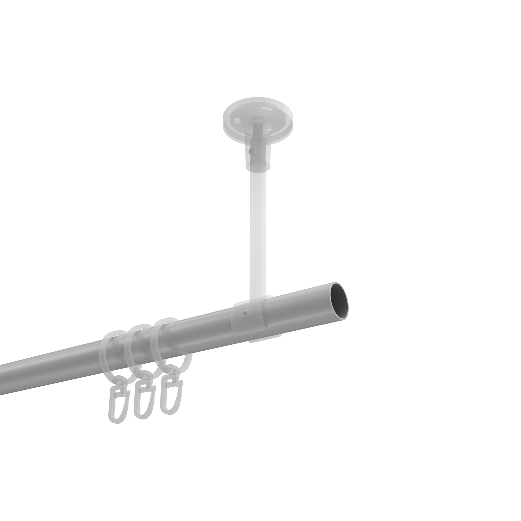 Gardinenstange (Deckenbefestigung) Weiß / Schwarz, Metall 20 mm Ø Sonette Santo – Bild 3