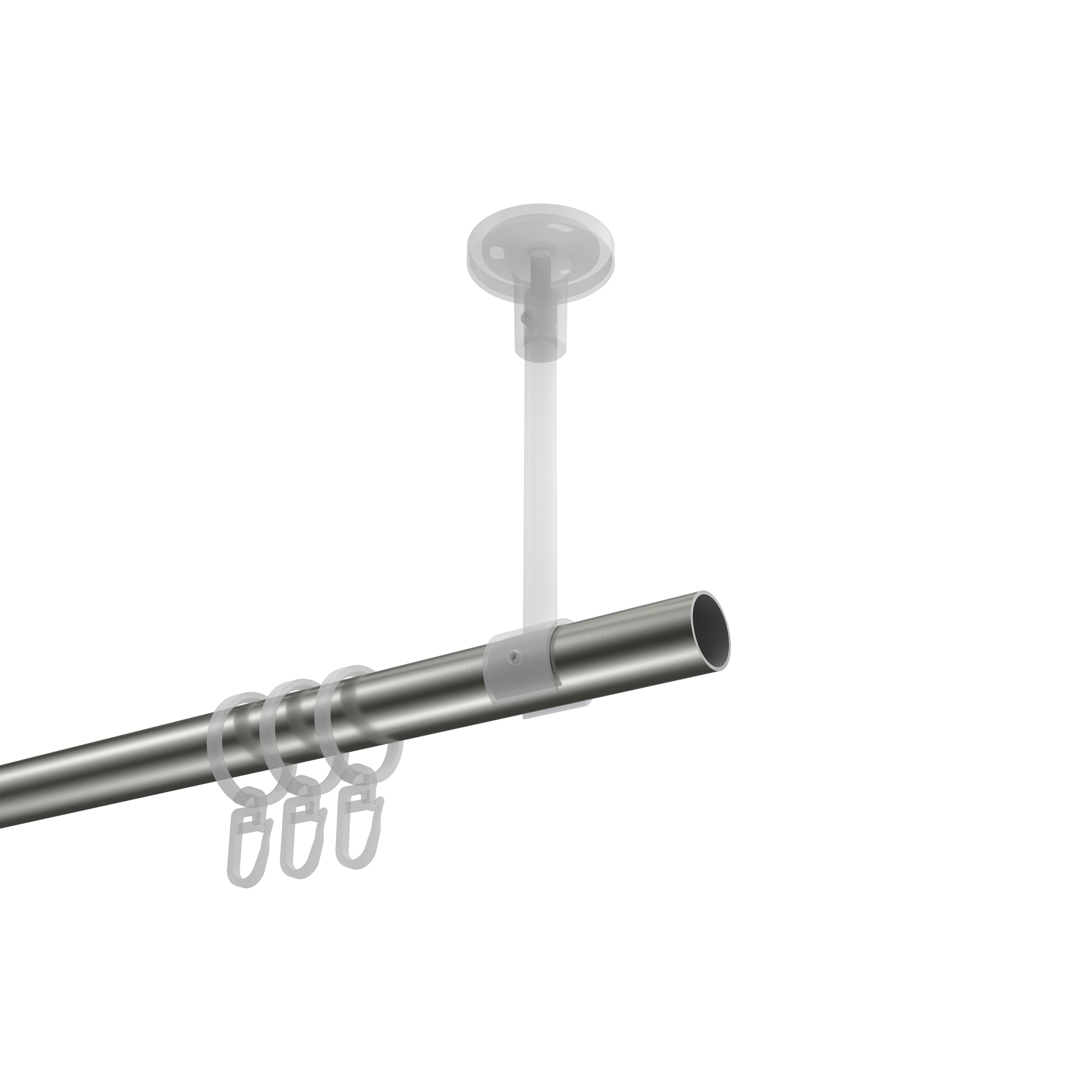 Gardinenstange (Deckenbefestigung) Edelstahl-Optik / Chrom, Metall 20 mm Ø Sonette Luino – Bild 3