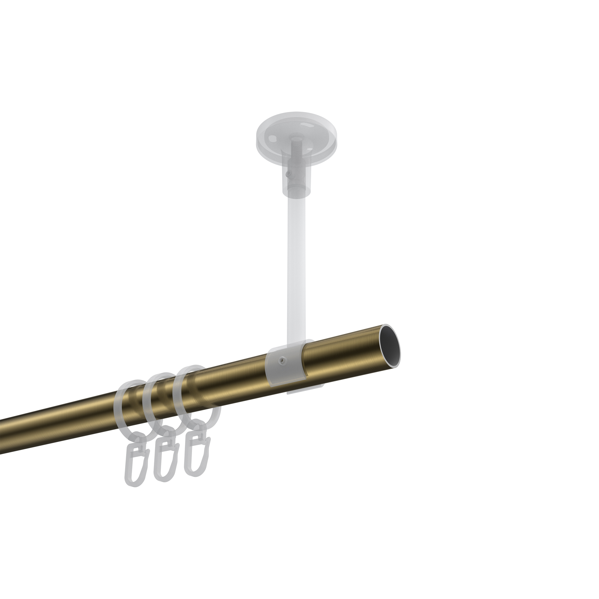 Vorhangstange (Deckenanbringung) Messing Antik / Edelstahl-Optik, Metall 20 mm Ø Sonette Santo – Bild 3