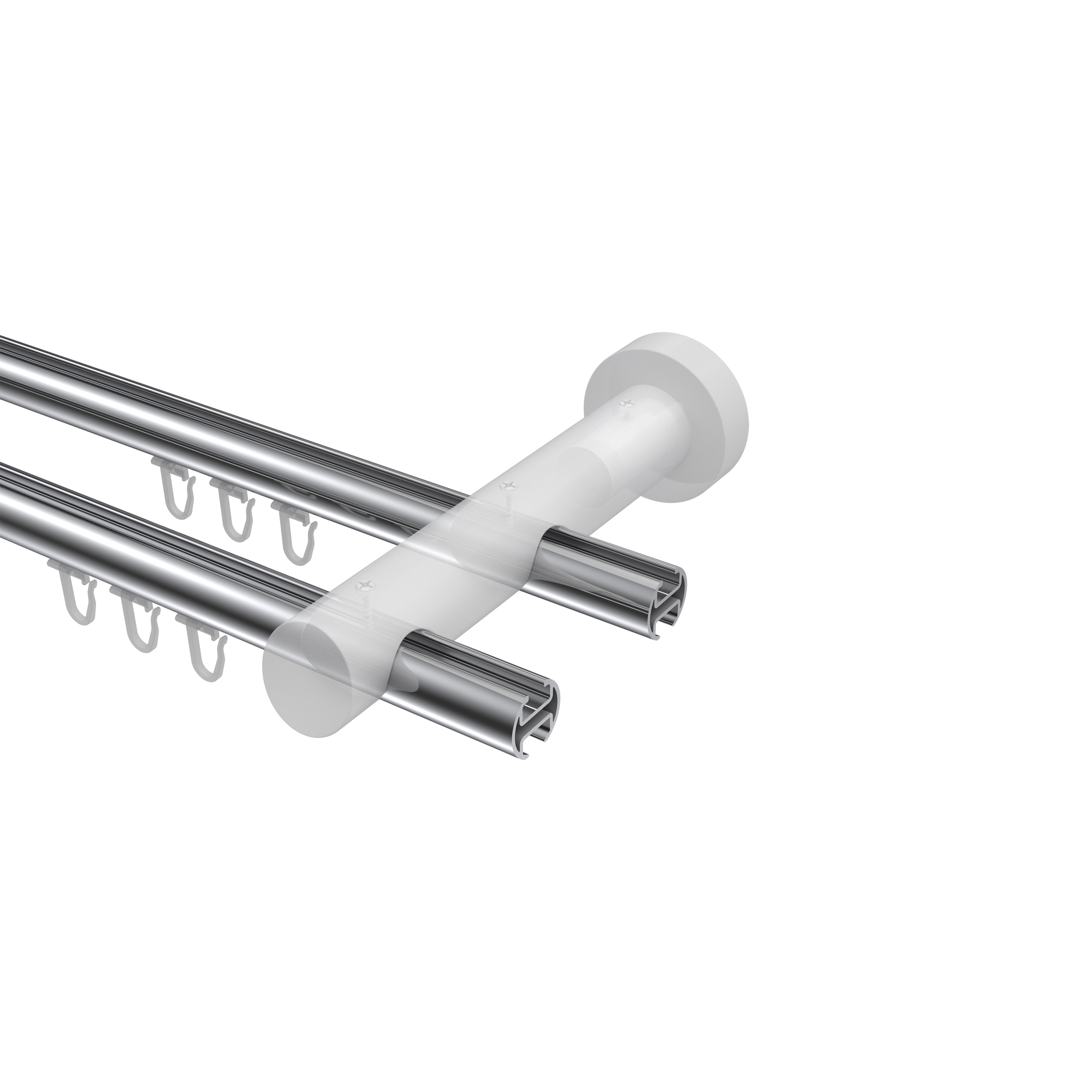 Innenlauf-Gardinenstange Chrom / Weiß 20 mm Ø doppelläufig Talent Etta Aluminium / Holz – Bild 3