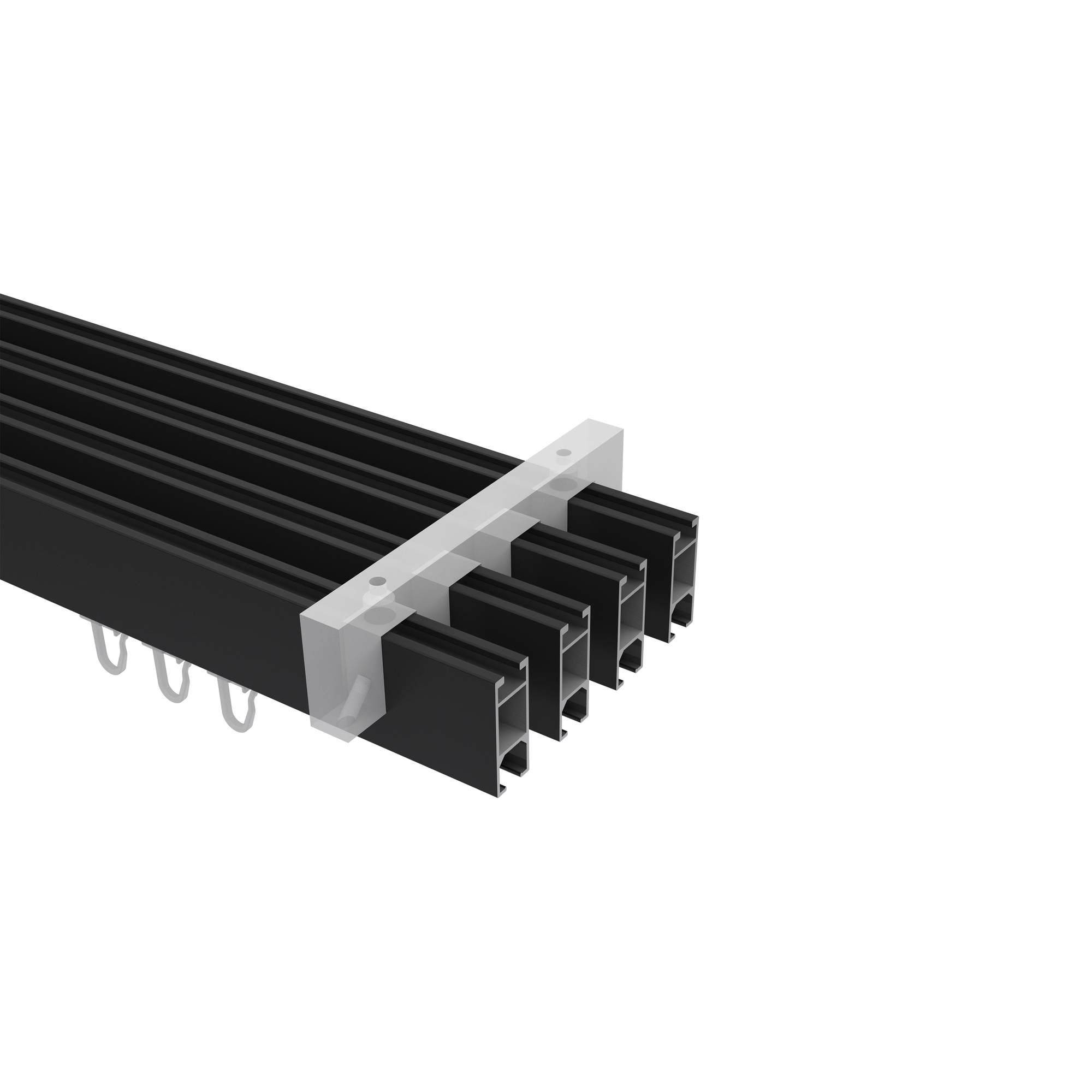 Innenlaufstange / Decken-Gardinenstange Schwarz / Chrom 4-läufig Eckdesign Smartline Lox – Bild 3