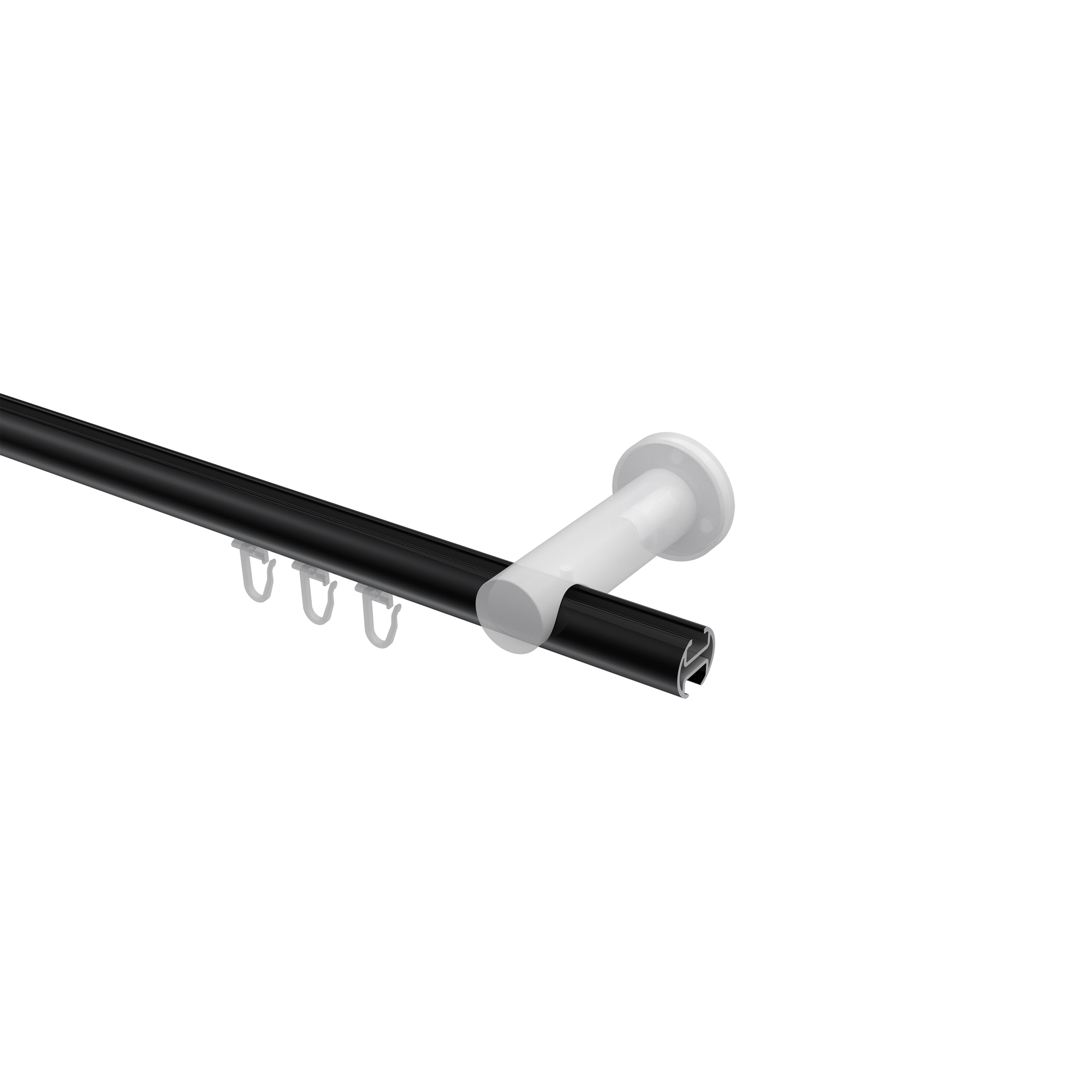 Innenlauf-Gardinenstange Schwarz / Chrom, Aluminium / Metall 20 mm Ø Platon Mavell – Bild 3