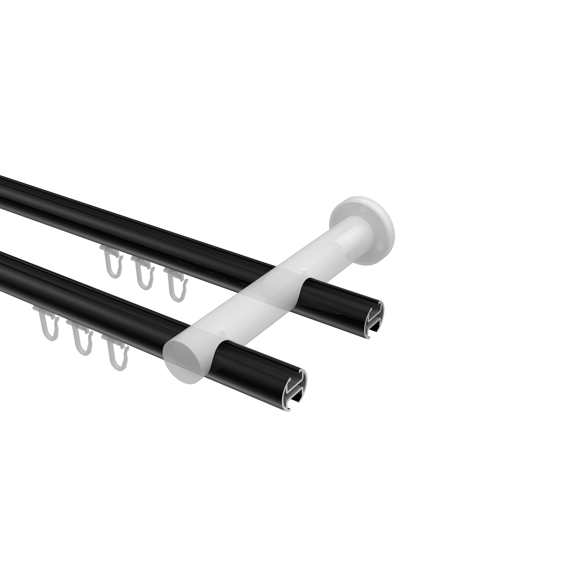 Innenlaufstange Schwarz / Messing-Optik, doppelläufig Aluminium / Metall 20 mm Ø Platon Savio – Bild 3