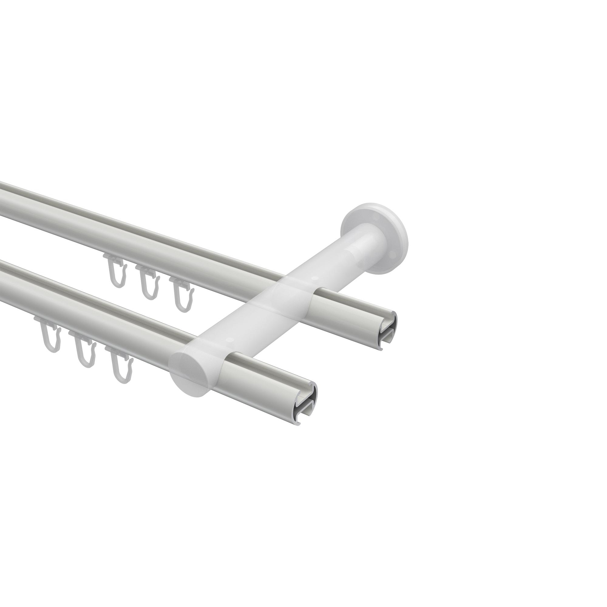 Vorhangstange mit Innenlauf Weiß / Messing-Optik, 2-läufig Aluminium / Metall 20 mm Ø Platon Savio – Bild 3