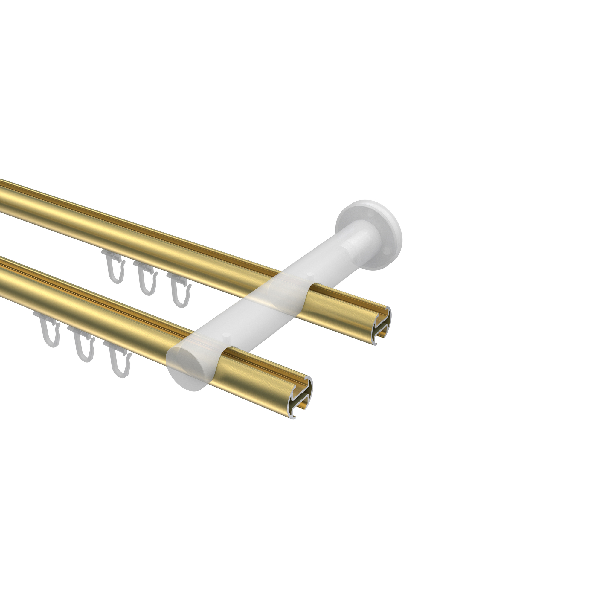 Vorhangstange mit Innenlauf Messing-Optik / Weiß, doppelläufig Aluminium / Metall 20 mm Ø Platon Elanto – Bild 3