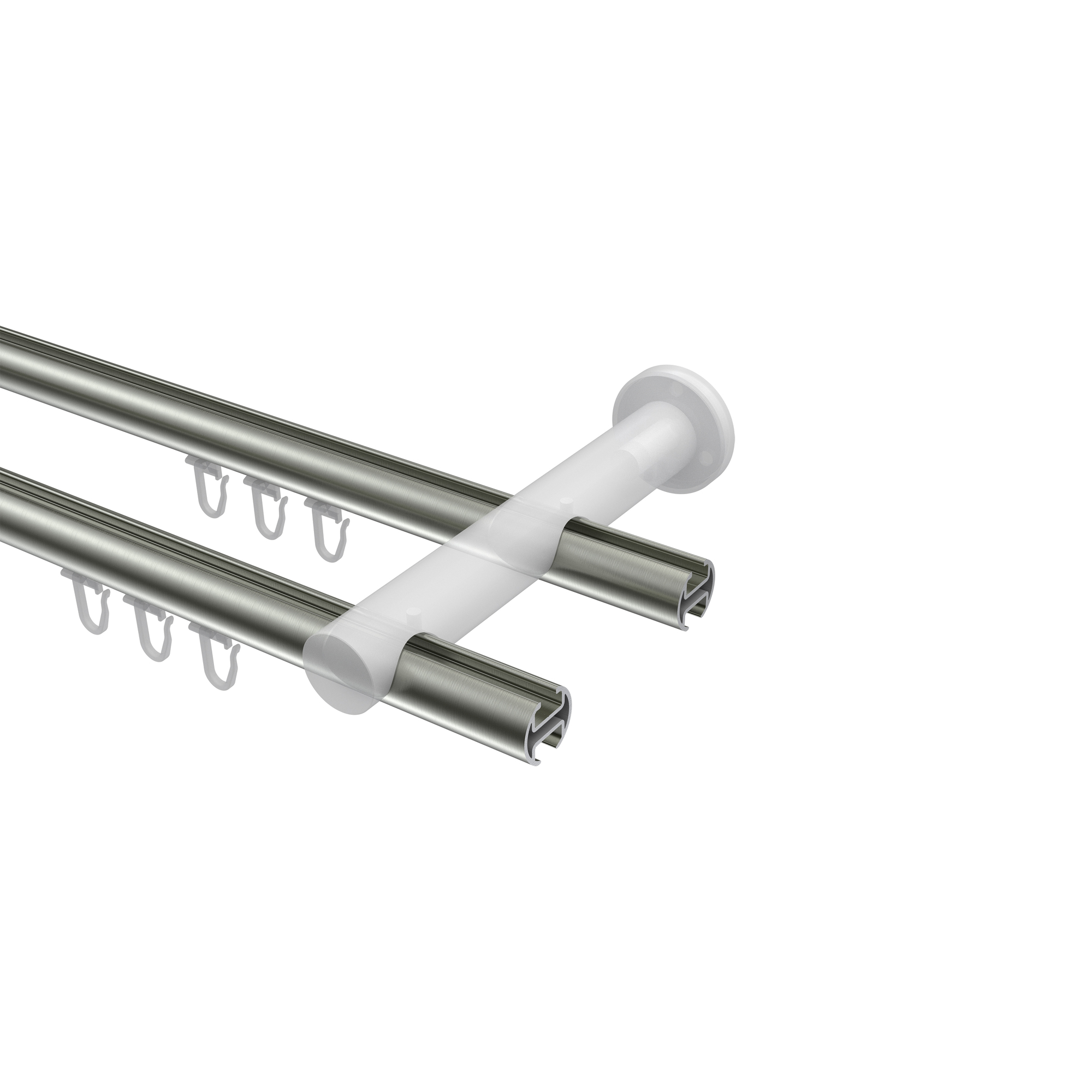 Gardinenstangen mit Innenlauf Edelstahl-Optik 20 mm Ø Platon Estana, 2-läufig – Bild 3