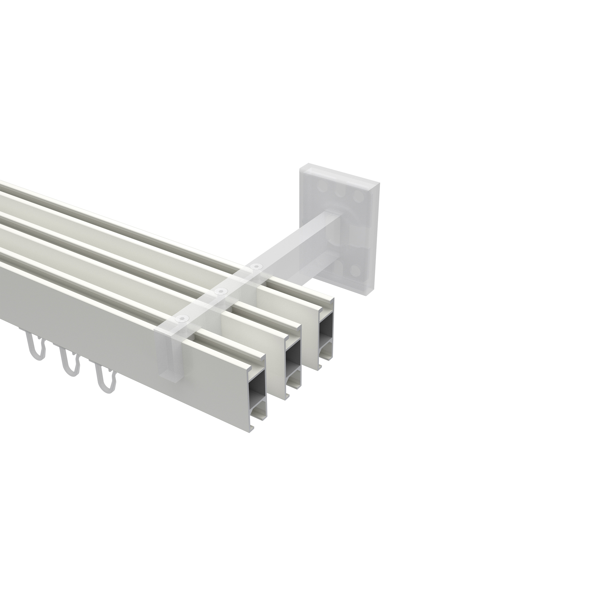 Innenlaufstange / Gardinenstange Weiß / Chrom 3-läufig Eckdesign Smartline Conex – Bild 3