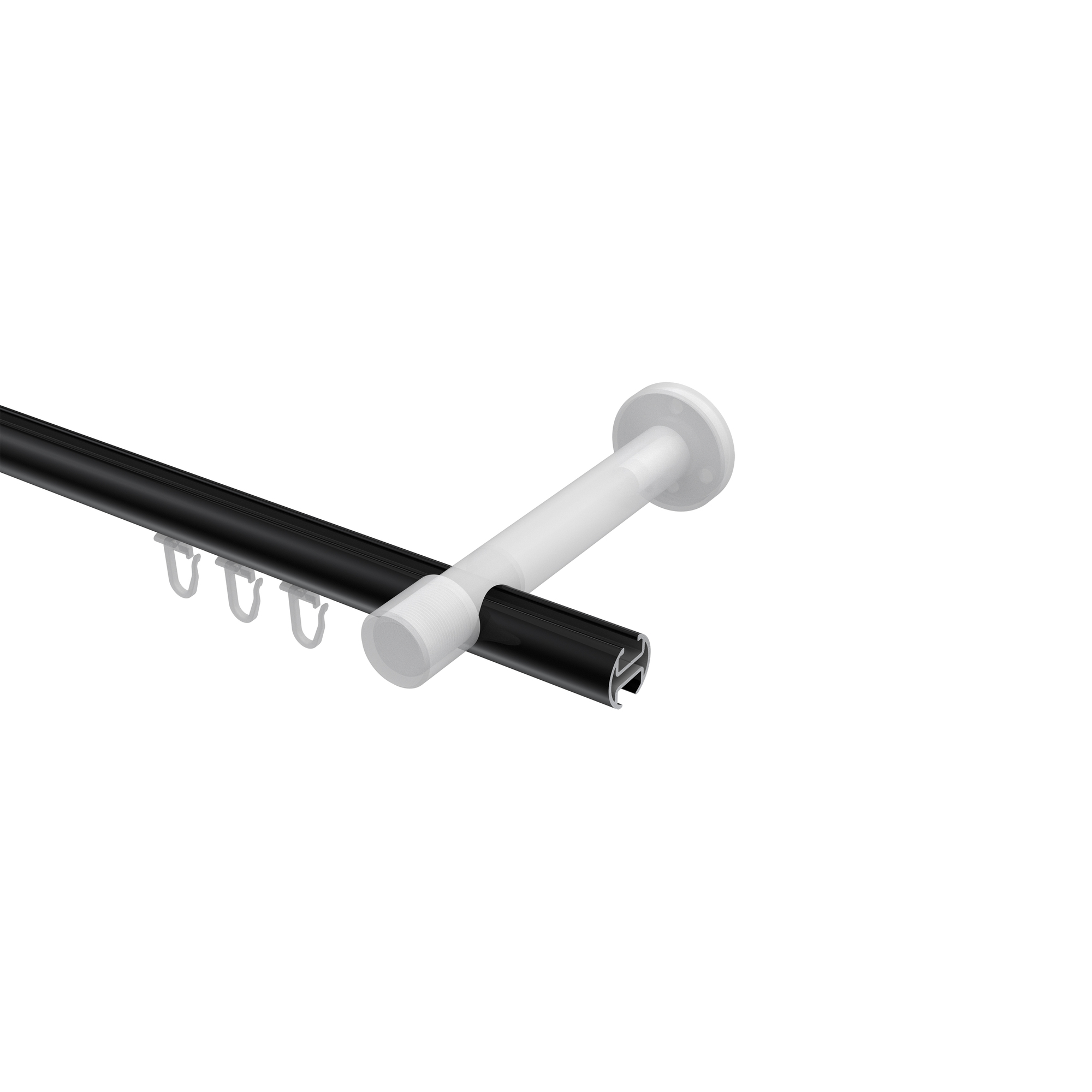 Innenlauf-Vorhangstange Schwarz, Aluminium / Metall 20 mm Ø Prestige Elanto – Bild 3