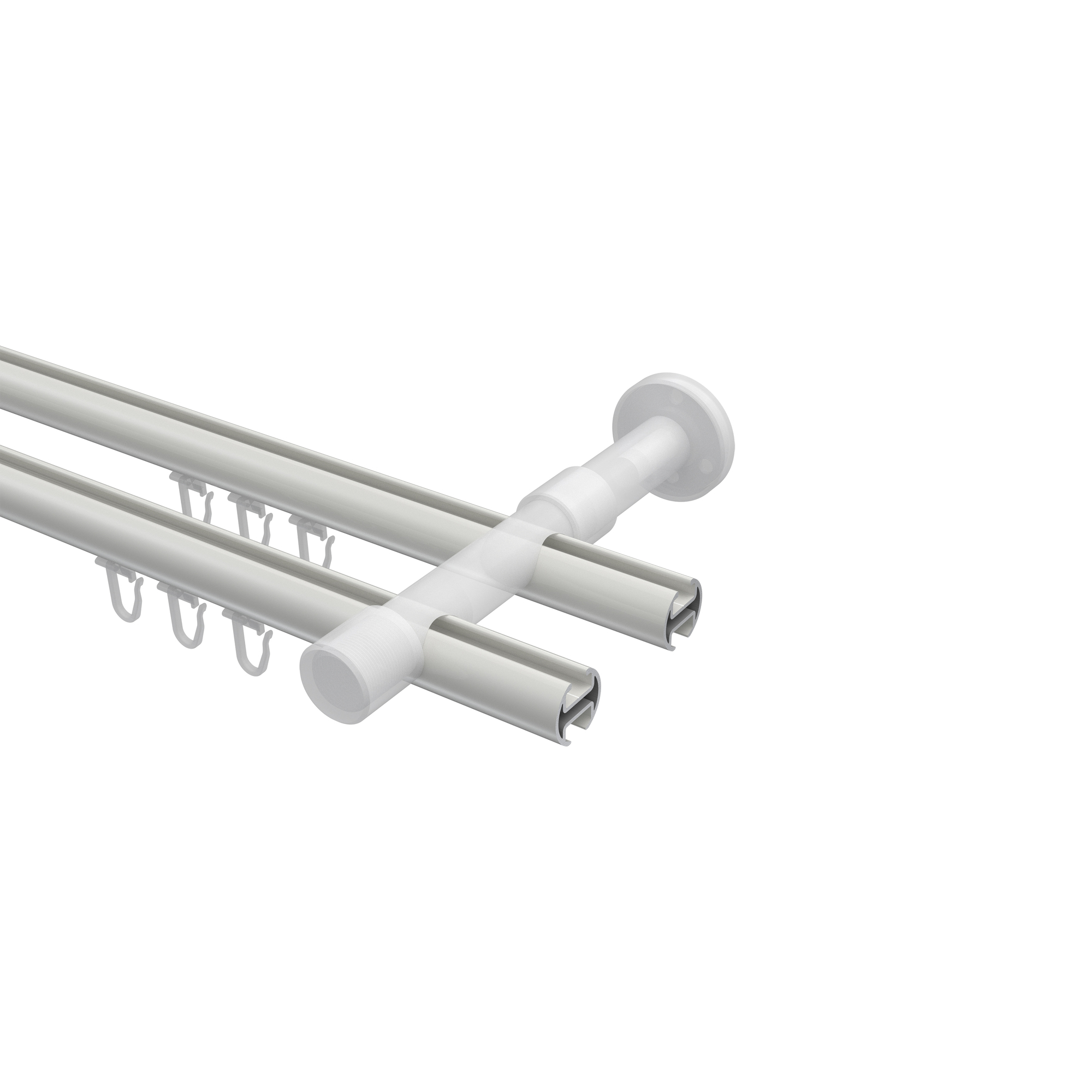 Innenlauf-Vorhangstangen Weiß, Metall 20 mm Ø Prestige Savio, doppelläufig – Bild 3