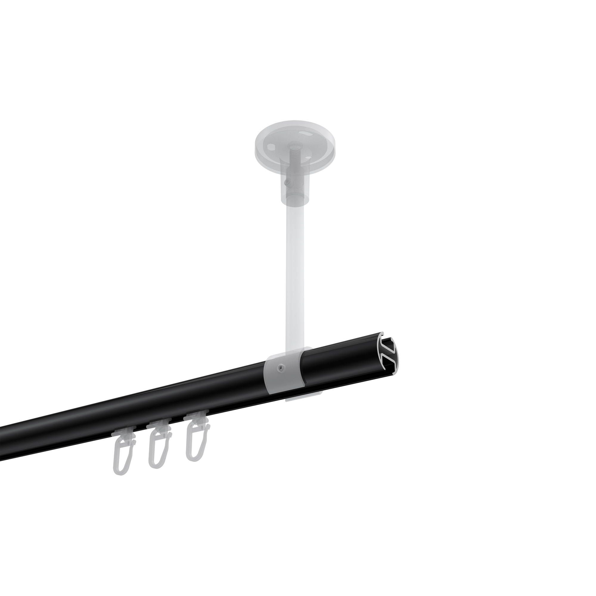 Innenlauf-Gardinenstange (Deckenmontage) Schwarz / Messing-Optik, Aluminium / Metall 20 mm Ø Sonette Sitra – Bild 3