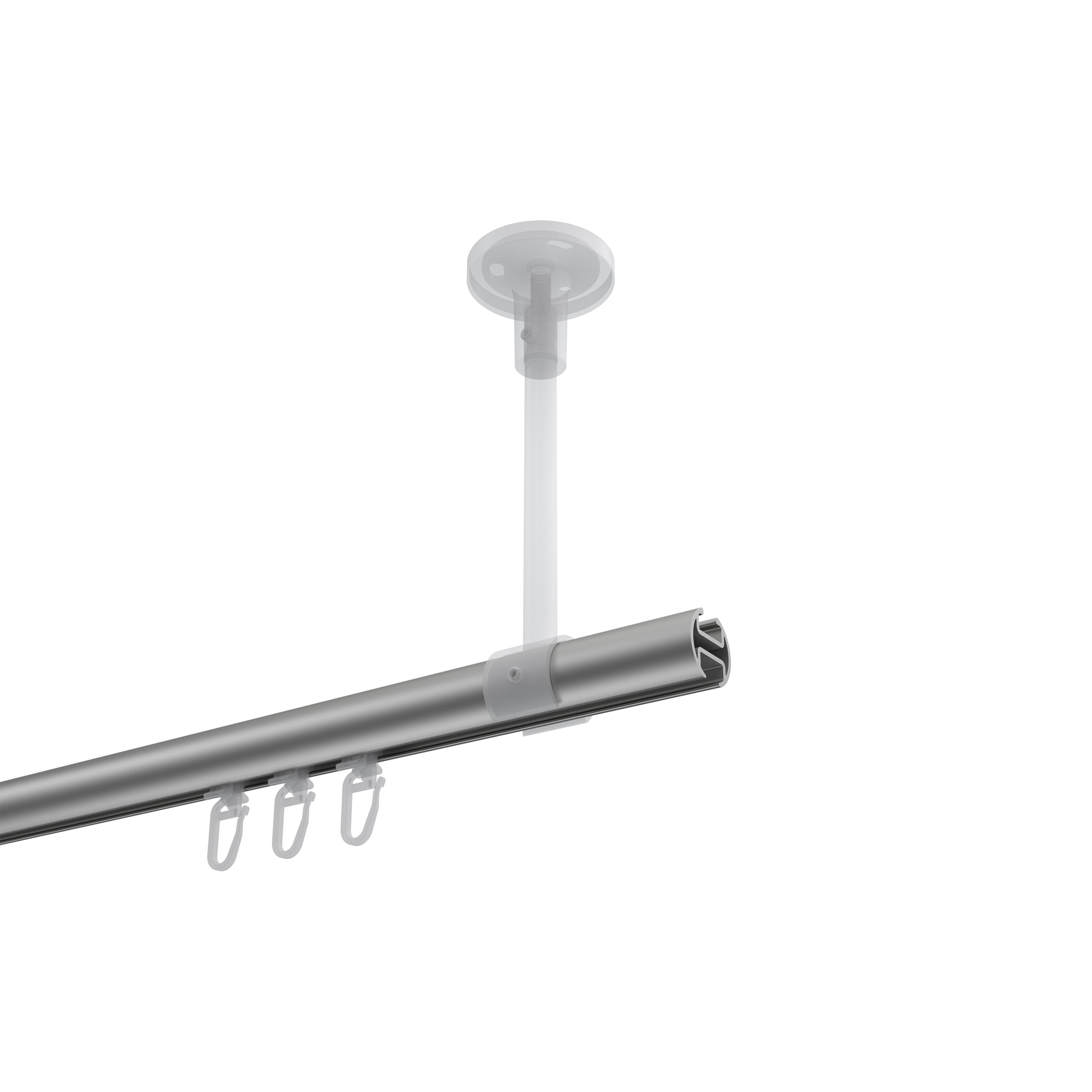 Innenlaufstange (Deckenanbringung) Silbergrau / Schwarz, Aluminium / Metall 20 mm Ø Sonette Luino – Bild 3