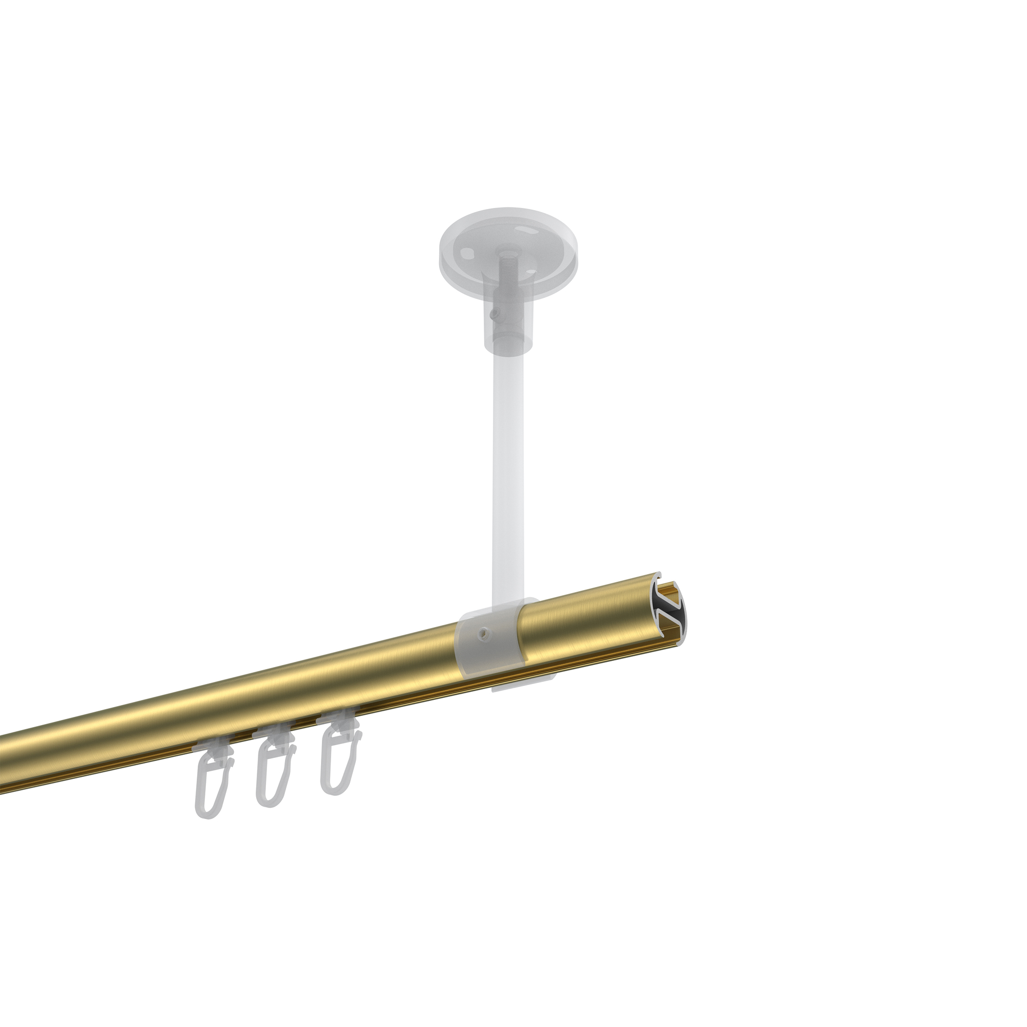 Gardinenstange mit Innenlauf (Deckenbefestigung) Messing-Optik, Aluminium / Metall 20 mm Ø Sonette Sitra – Bild 3