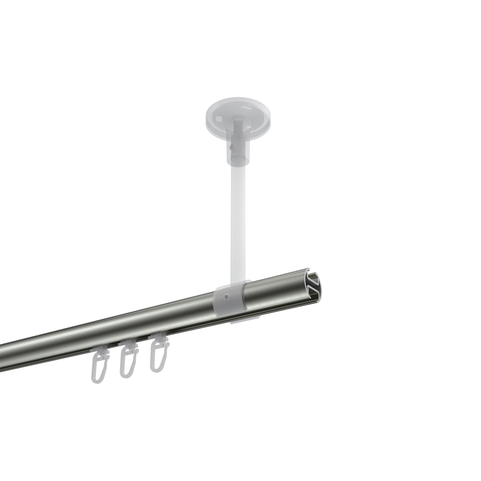 Vorhangstange mit Innenlauf (Deckenanbringung) Edelstahl-Optik / Messing-Optik, Aluminium / Metall 20 mm Ø Sonette Luino – Bild 3