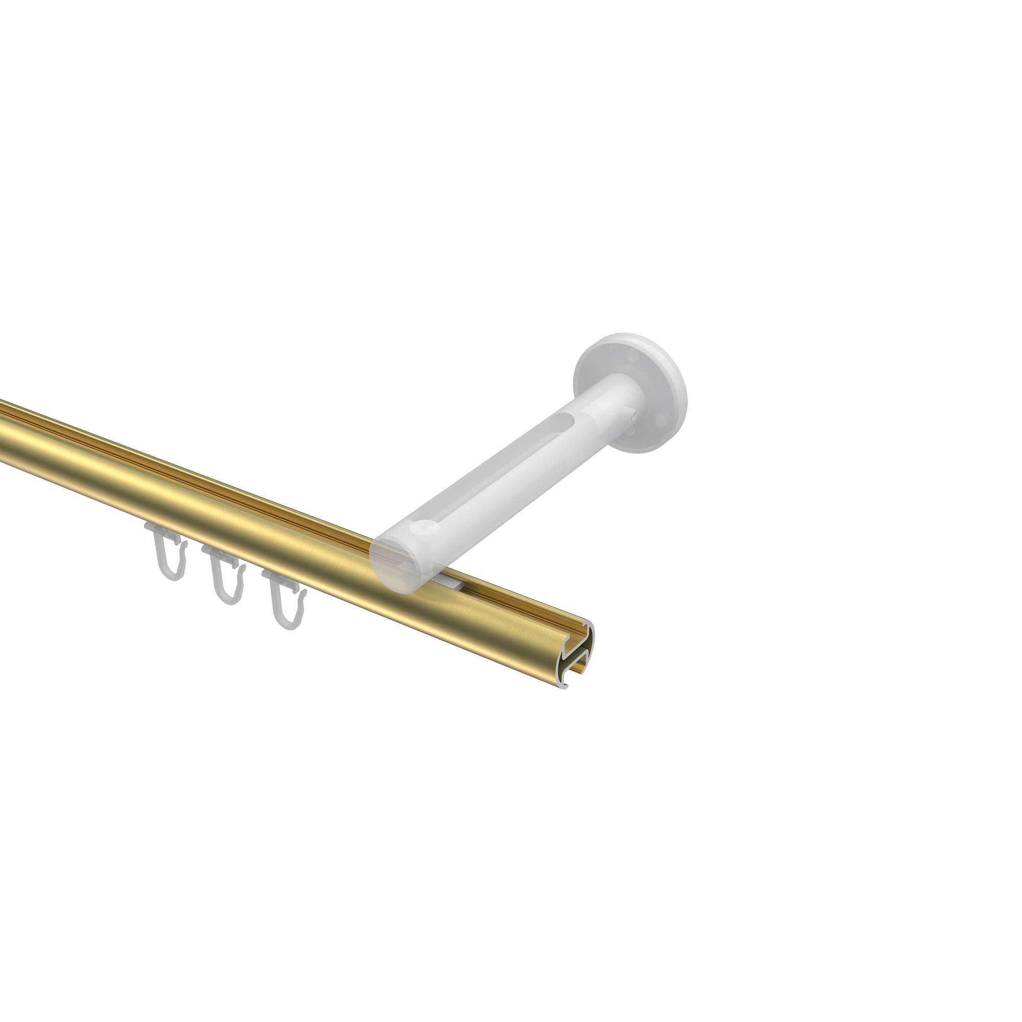 Innenlauf-Vorhangstange Messing-Optik / Weiß, Aluminium / Metall 20 mm Ø Siteno Elanto – Bild 3