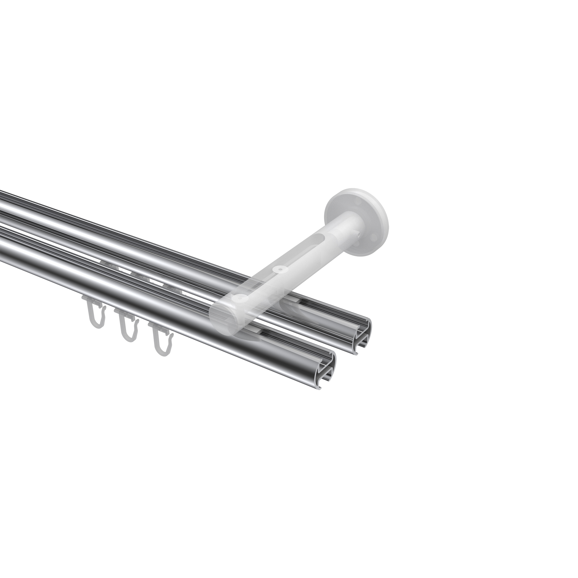 Innenlaufstange Chrom / Schwarz, Aluminium / Metall 20 mm Ø Siteno Estana, 2-läufig – Bild 3