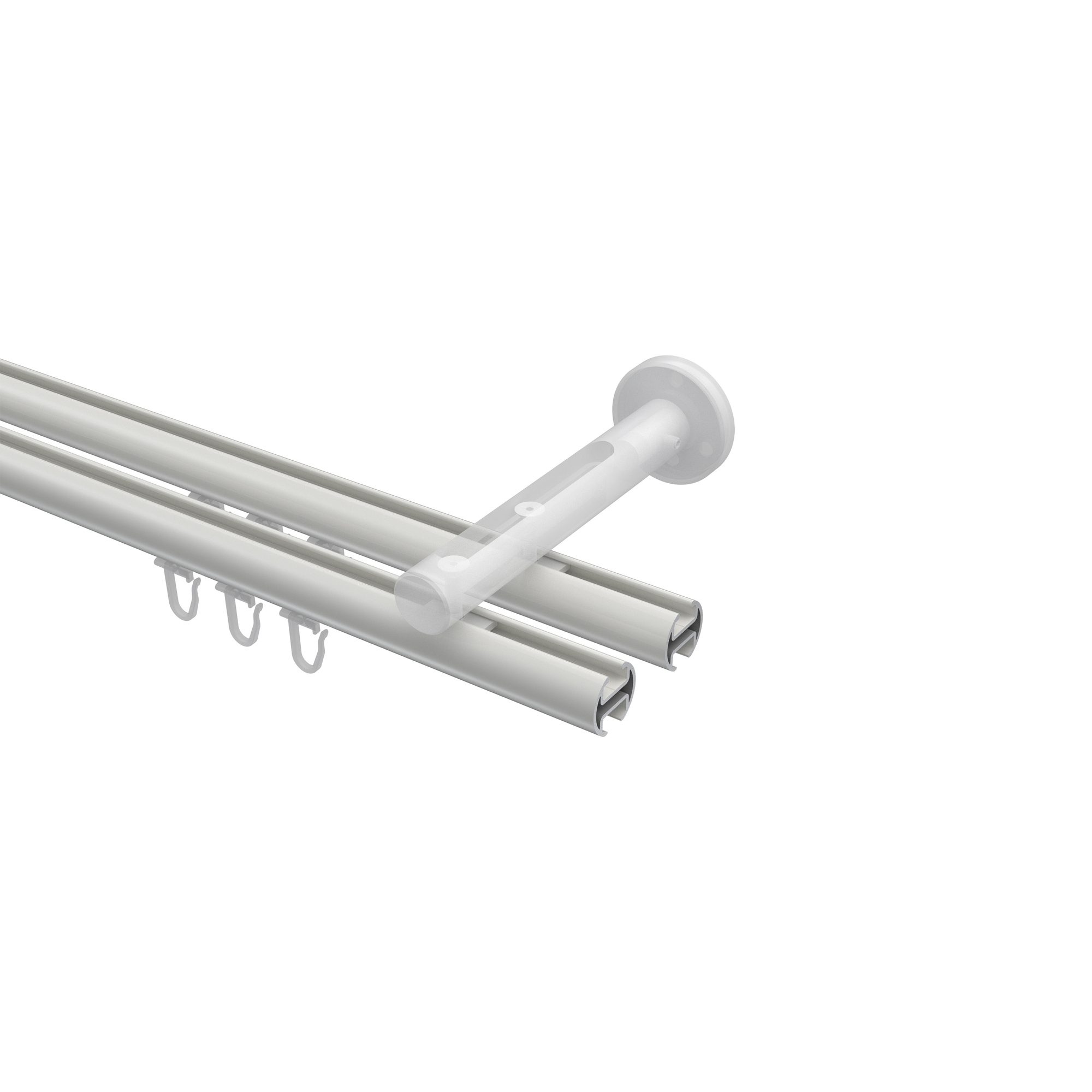 Innenlauf-Gardinenstange Weiß, Aluminium / Metall 20 mm Ø Siteno Savio, zweiläufig – Bild 3