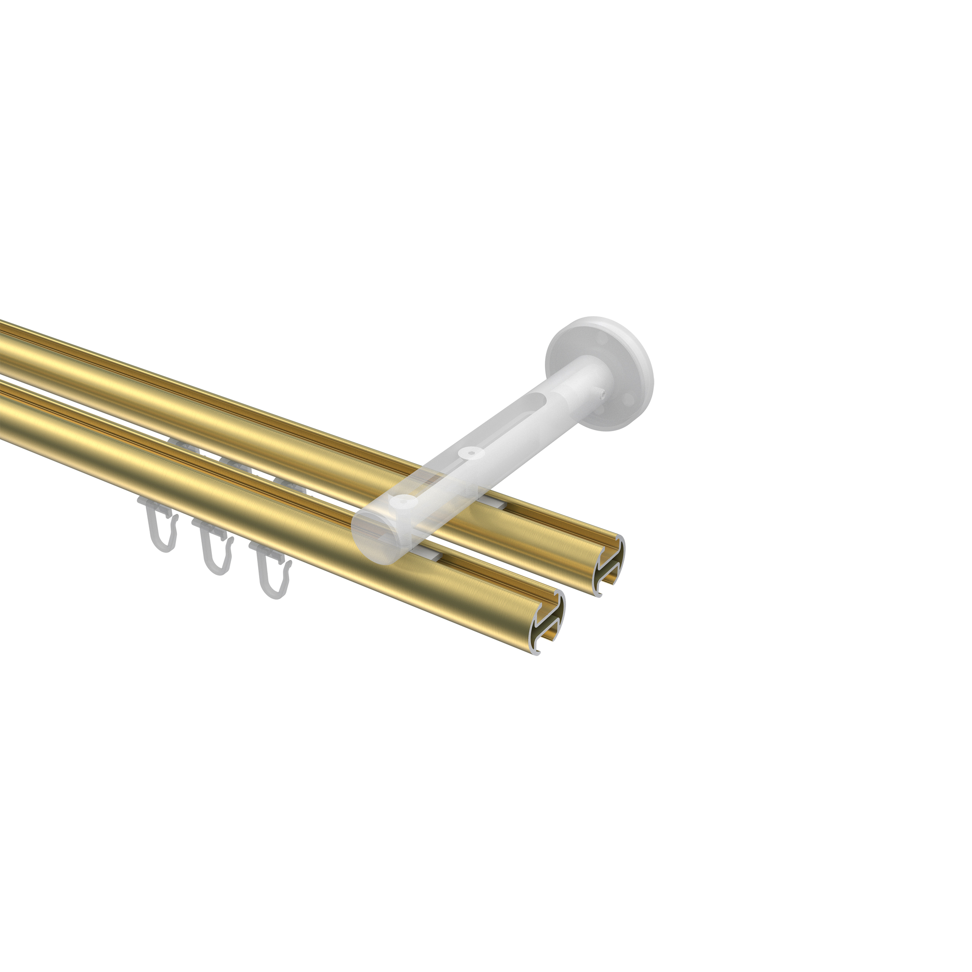 Innenlaufstange Messing-Optik / Edelstahl-Optik, Aluminium / Metall 20 mm Ø Siteno Sitra, 2-läufig – Bild 3