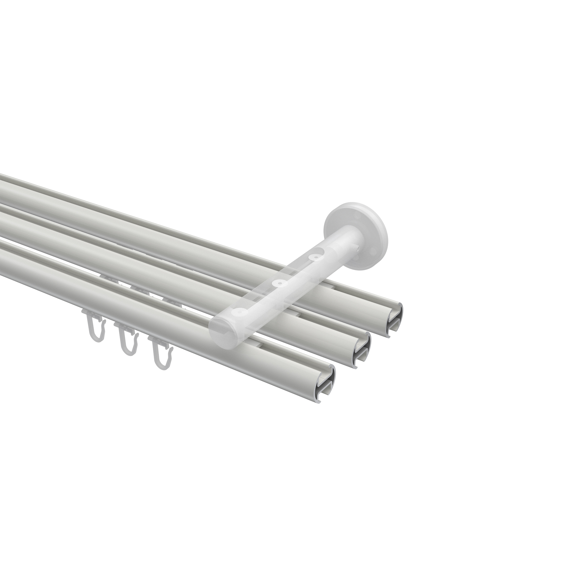 Innenlaufstange Weiß / Chrom, Aluminium / Metall 20 mm Ø Siteno Elanto, dreiläufig – Bild 3