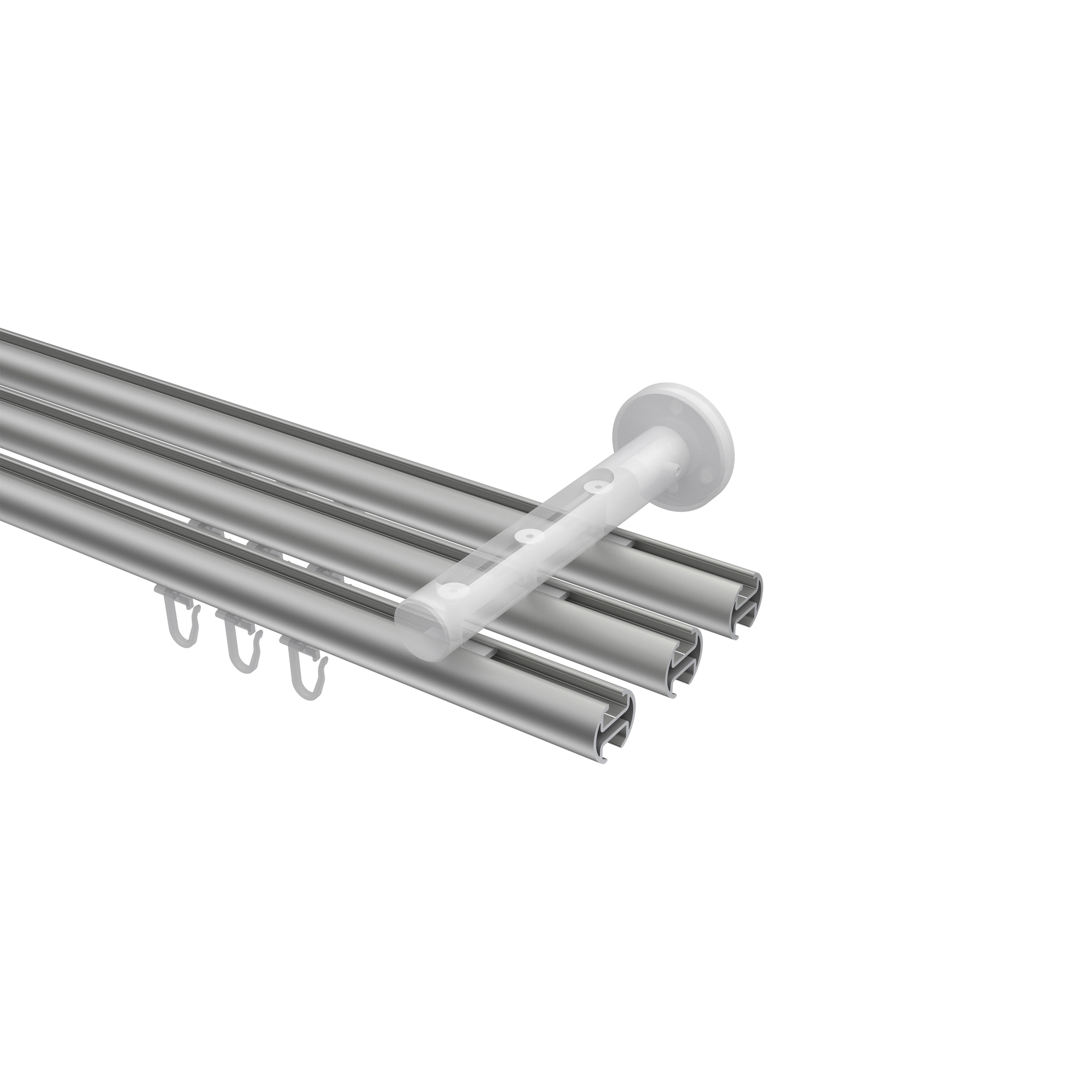 Vorhangstange mit Innenlauf Silbergrau / Messing-Optik, Aluminium / Metall 20 mm Ø Siteno Mavell, 3-läufig – Bild 3