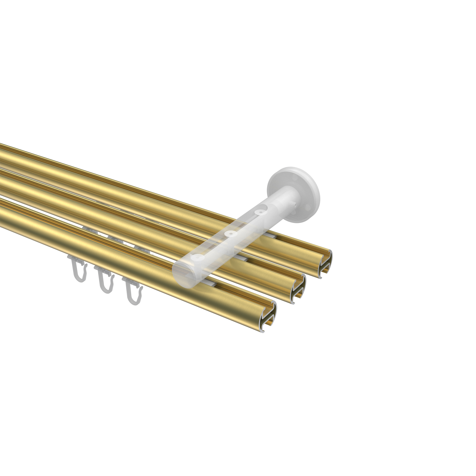 Vorhangstange mit Innenlauf Messing-Optik / Edelstahl-Optik, Aluminium / Metall 20 mm Ø Siteno Savio, 3-läufig – Bild 3