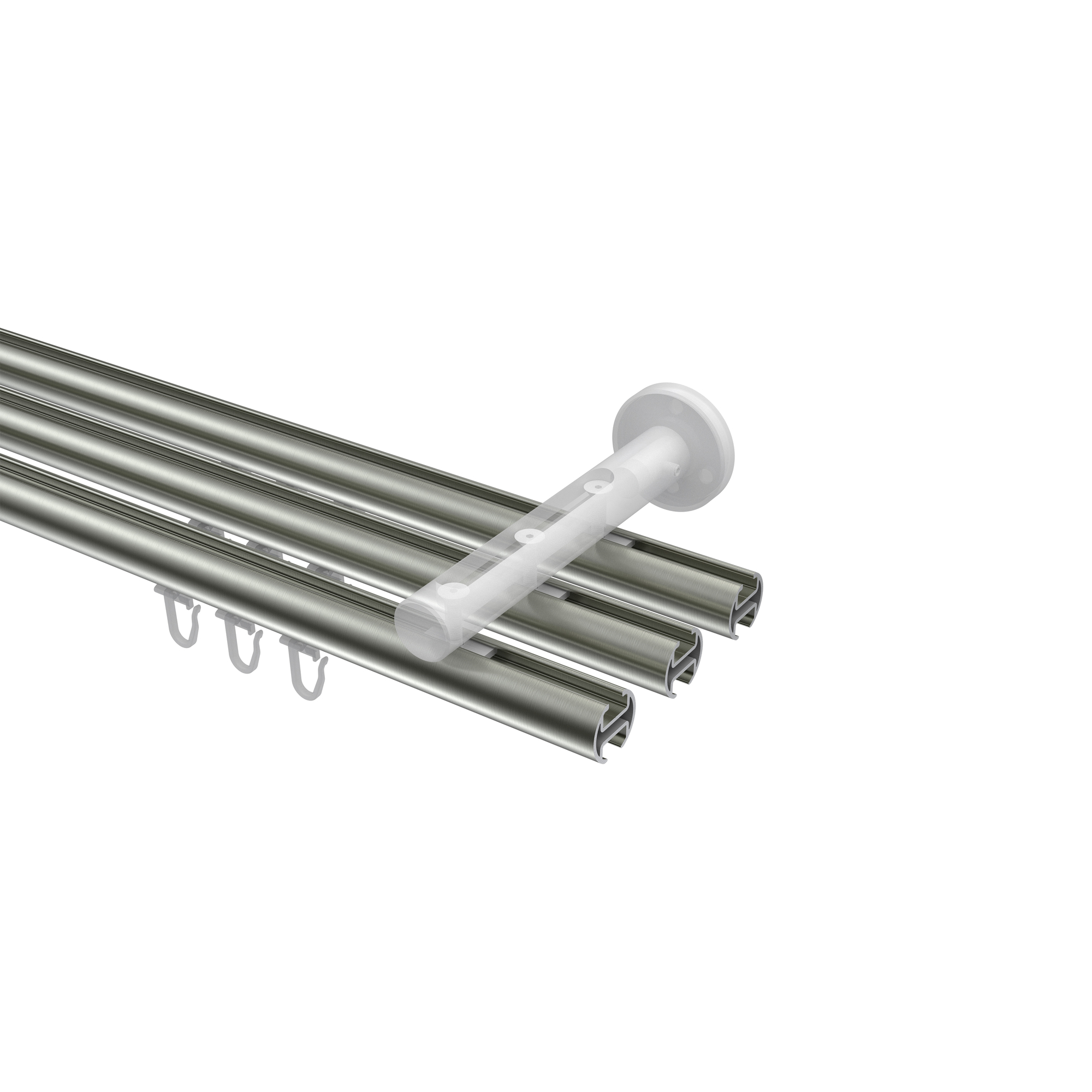 Innenlaufstange Edelstahl-Optik / Weiß, Aluminium / Metall 20 mm Ø Siteno Zoena, dreiläufig – Bild 3