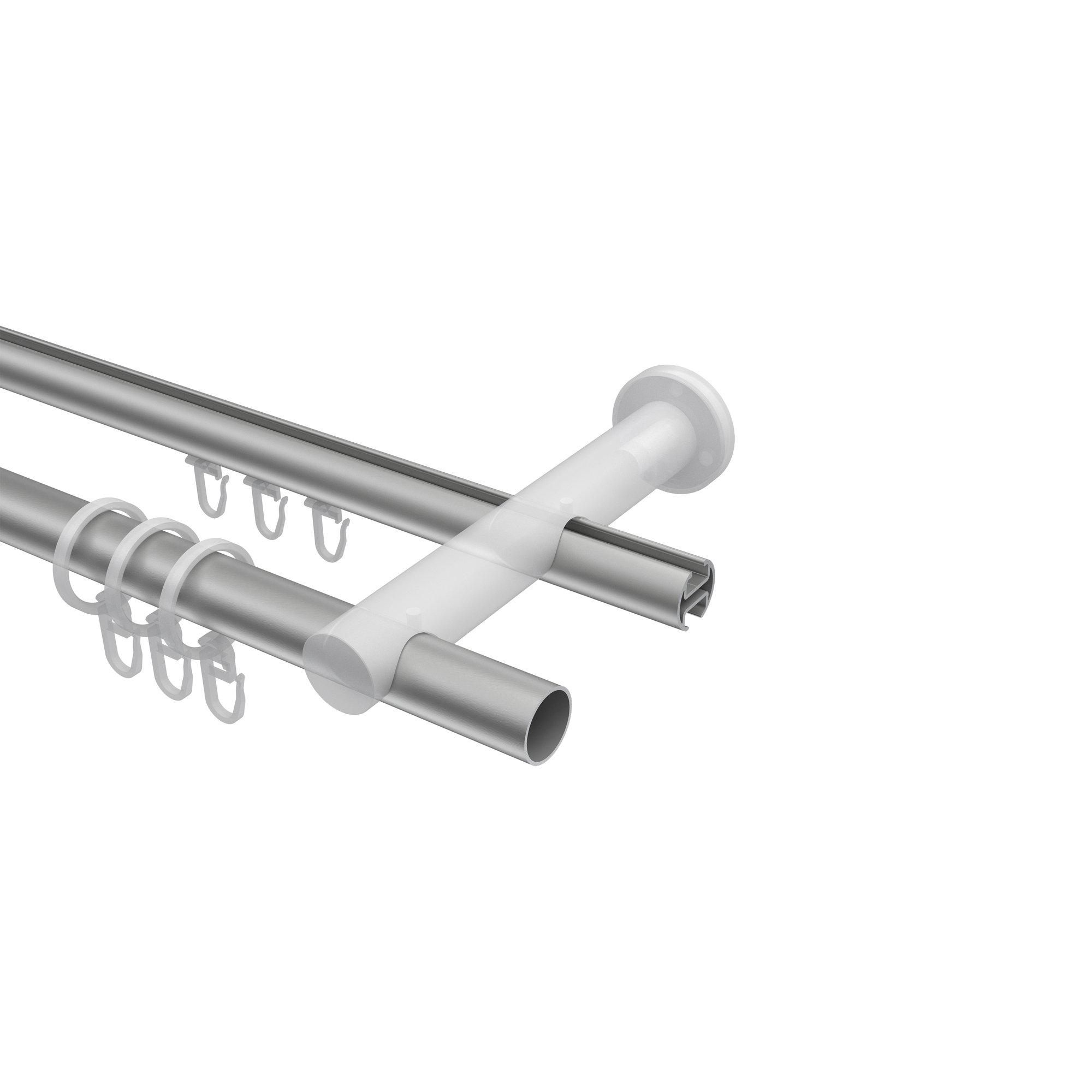 Rundrohr-Innenlauf-Vorhangstangen Silbergrau / Weiß, Aluminium / Metall 20 mm Ø Platon Sitra – Bild 3