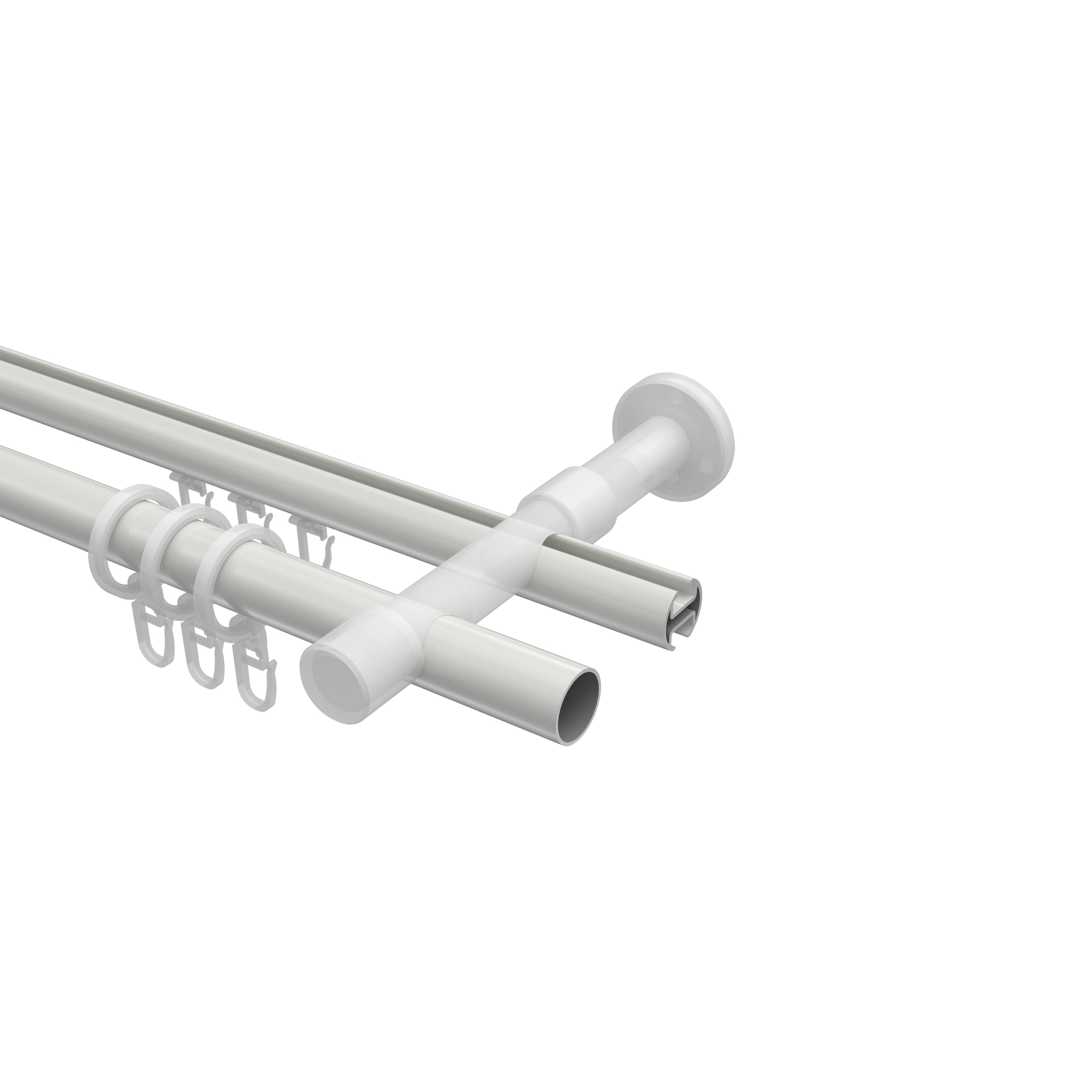 Rundrohr-Innenlaufstangen Weiß / Chrom, Aluminium / Metall 20 mm Ø Prestige Tanara, zweiläufig – Bild 3
