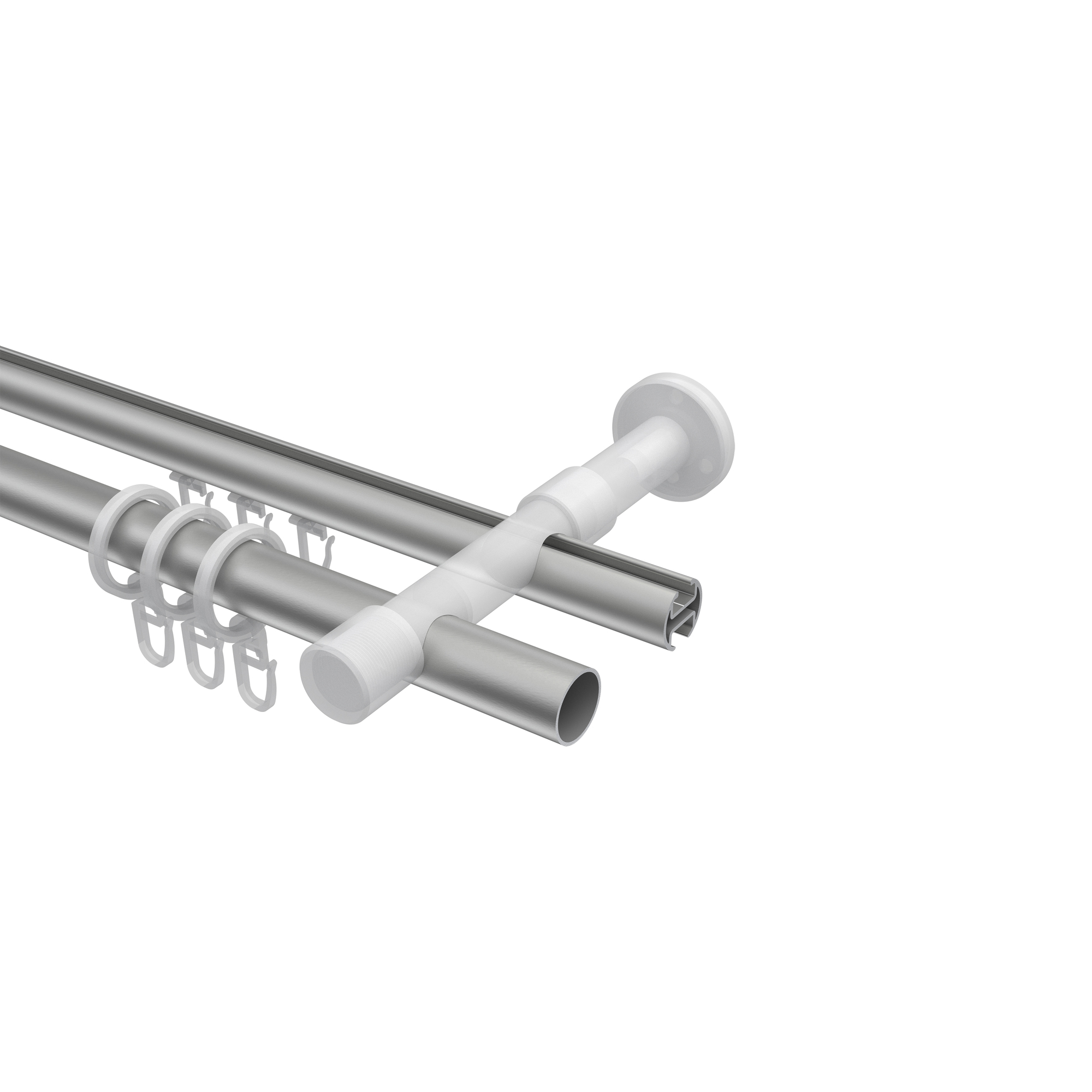 Rundrohr-Innenlauf-Vorhangstangen Silbergrau / Schwarz, Aluminium / Metall 20 mm Ø Prestige Sitra – Bild 3