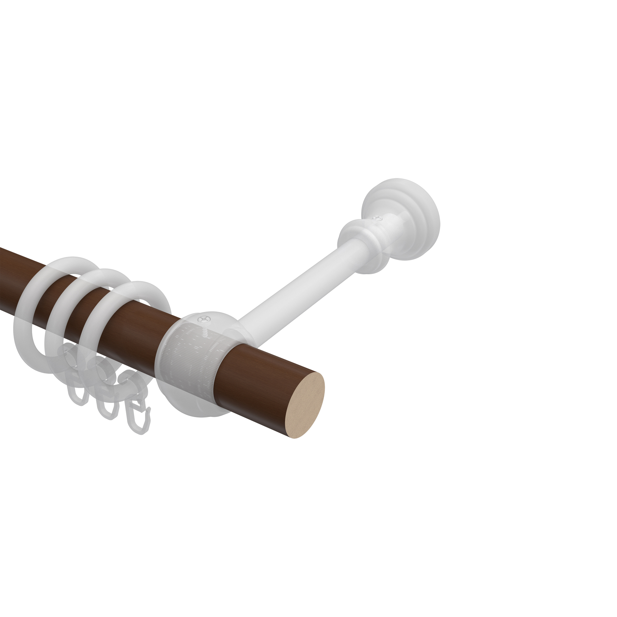 Gardinenstange / Stilgarnitur Nussbaum / Messing-farbig 28 mm Ø, Classic - Rondo – Bild 3