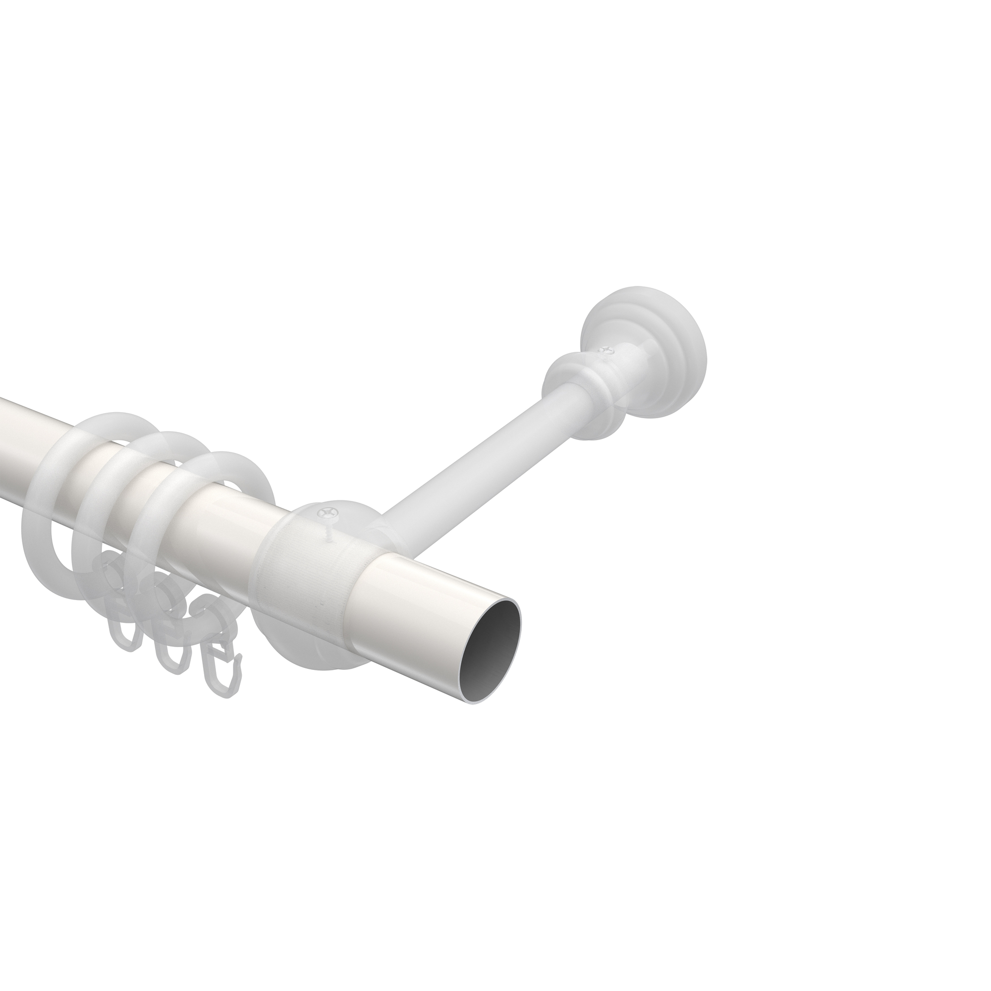 Gardinenstange / Vorhangstange Weiß / Messing-farbig, Metall / Kunststoff 28 mm Ø Classic - Rondo – Bild 3