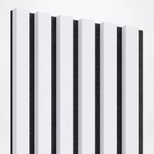Lamellenleisten aus MDF auf Filz 275 x 30 cm - Weiß Matt Lamellenleisten aus MDF auf Filz 275 x 30 cm - Weiß Matt