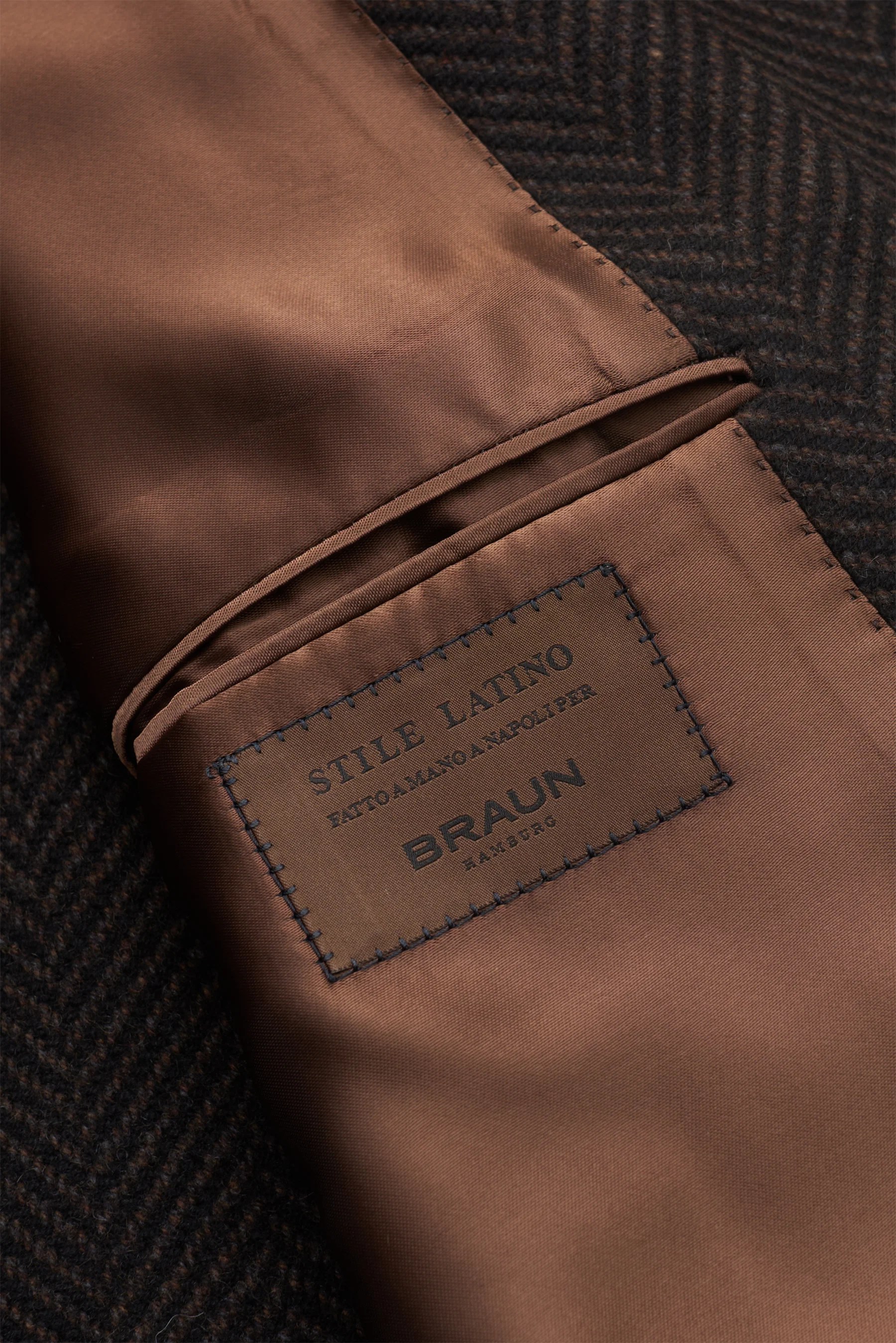 Stile Latino - Herren - Cashmere Mantel 'Cuenea' braun/schwarz gemustert – Bild 6