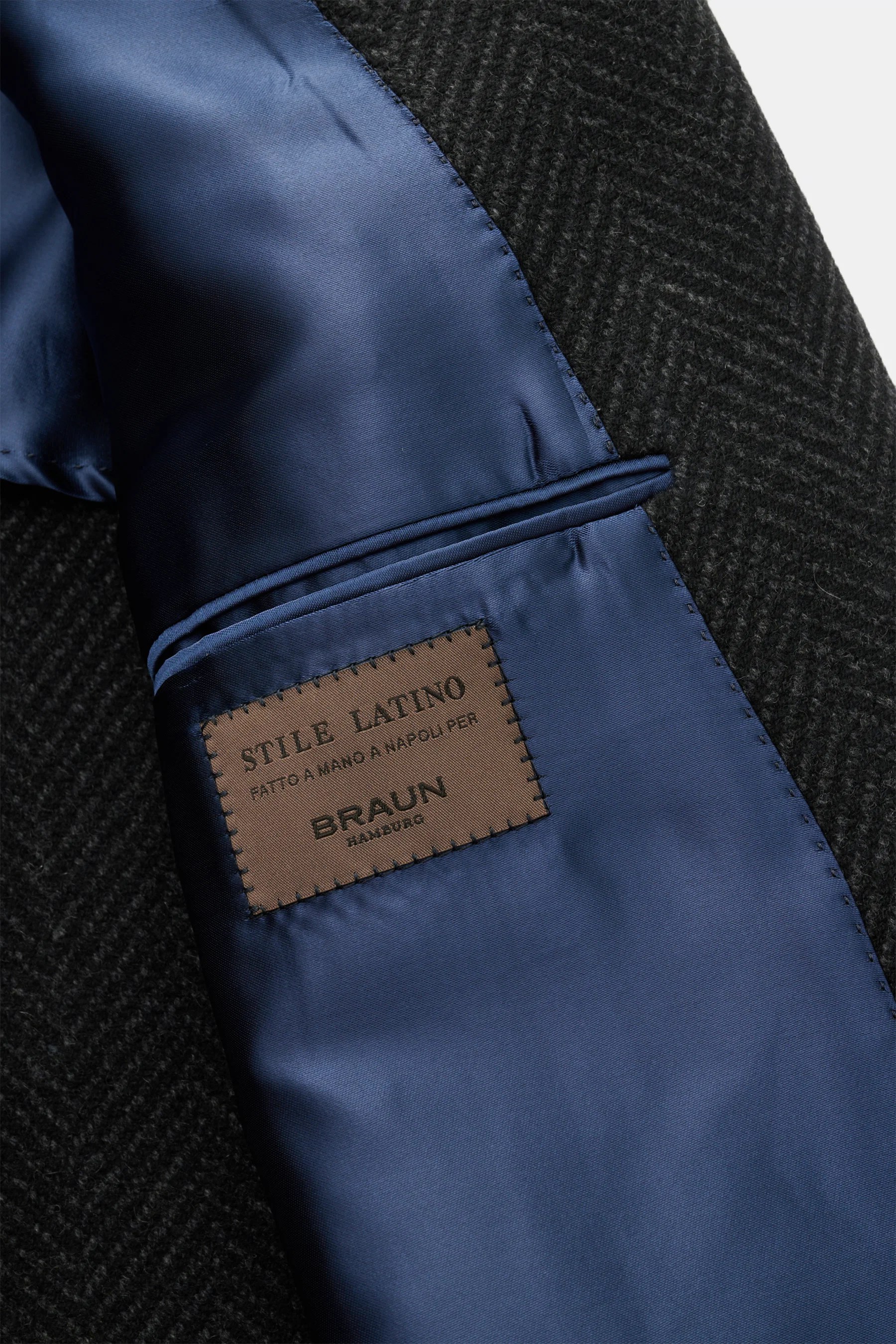 Stile Latino - Herren - Cashmere Mantel 'Eros' dunkelgrau/schwarz gemustert – Bild 6