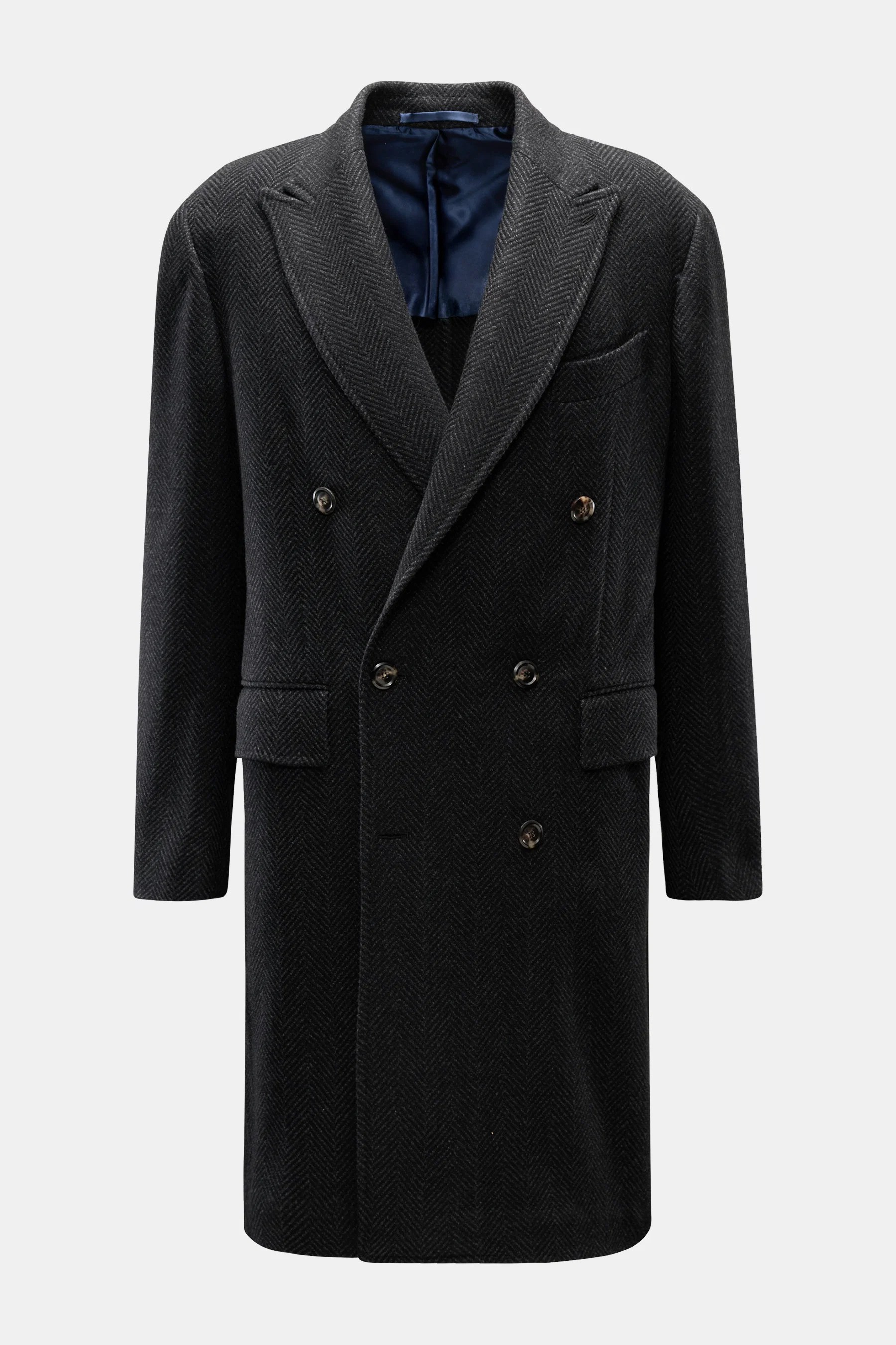 Stile Latino - Herren - Cashmere Mantel 'Eros' dunkelgrau/schwarz gemustert – Bild 2