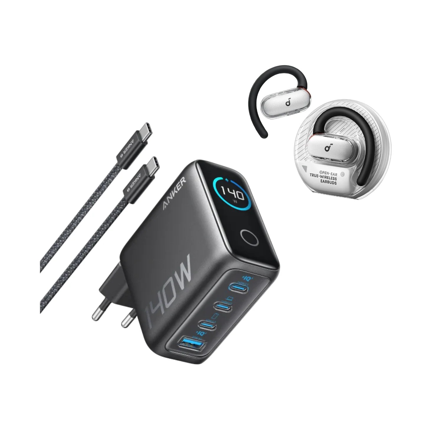 soundcore V40i|Kabellose Earbuds + Anker Ladegerät (140W, 4-Port, PD 3.1) soundcore V40i|Kabellose Earbuds + Anker Ladegerät (140W, 4-Port, PD 3.1)