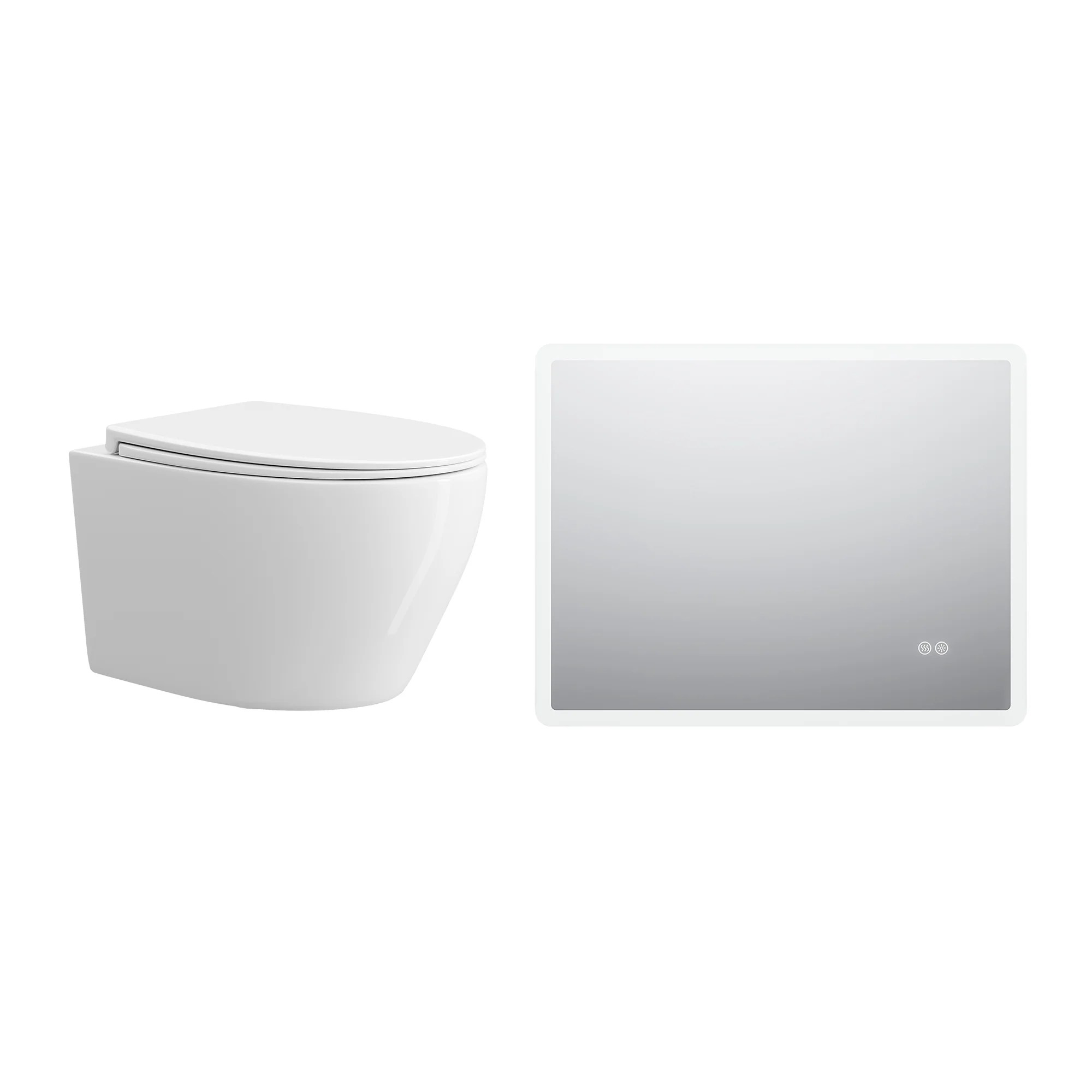HOROW UG09R Wand-WC aus Keramik mit Soft-Close-Sitz & Superspin-Spülung - WC & Spiegel Set HOROW UG09R Wand-WC aus Keramik mit Soft-Close-Sitz & Superspin-Spülung - WC & Spiegel Set