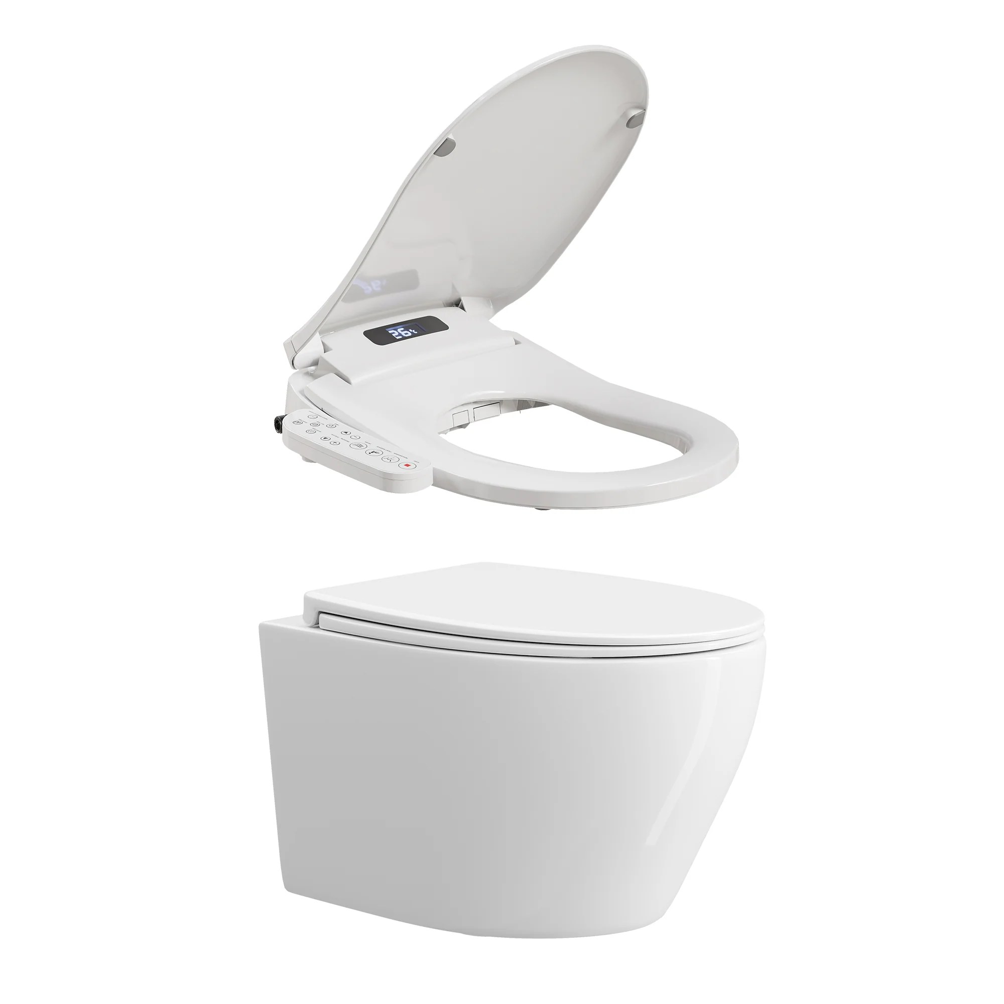 HOROW UG09R Wand-WC aus Keramik mit Soft-Close-Sitz & Superspin-Spülung - WC & Smart WC-Sitz Set HOROW UG09R Wand-WC aus Keramik mit Soft-Close-Sitz & Superspin-Spülung - WC & Smart WC-Sitz Set