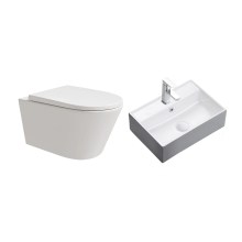 HOROW UG10R Wand-WC 53,9 cm – Weiß - WC & Waschbecken Set HOROW UG10R Wand-WC 53,9 cm – Weiß - WC & Waschbecken Set