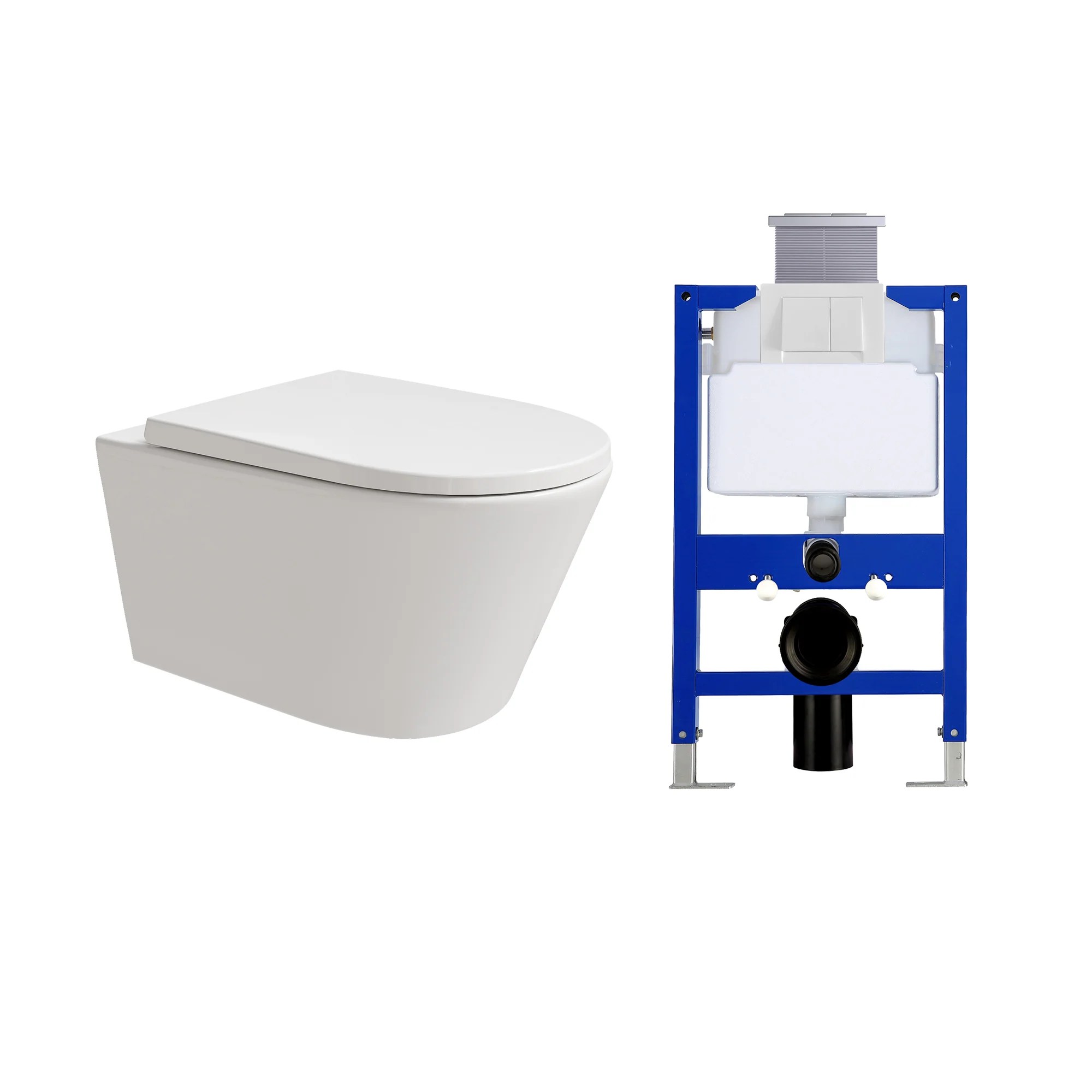 HOROW UG10R Wand-WC 53,9 cm – Weiß – WC & Spülkasten Set HOROW UG10R Wand-WC 53,9 cm – Weiß – WC & Spülkasten Set