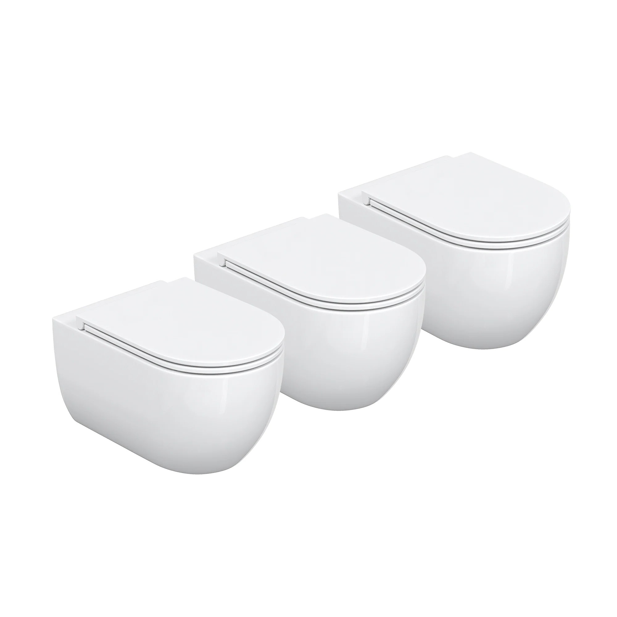 HOROW UG16R Spülrandloses Wand-WC mit Soft-Close-Deckel, 54×36×35,5cm - 3er-Set HOROW UG16R Spülrandloses Wand-WC mit Soft-Close-Deckel, 54×36×35,5cm - 3er-Set