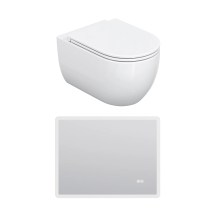 HOROW UG16R Spülrandloses Wand-WC mit Soft-Close-Deckel, 54×36×35,5cm - WC & Spiegel Set HOROW UG16R Spülrandloses Wand-WC mit Soft-Close-Deckel, 54×36×35,5cm - WC & Spiegel Set