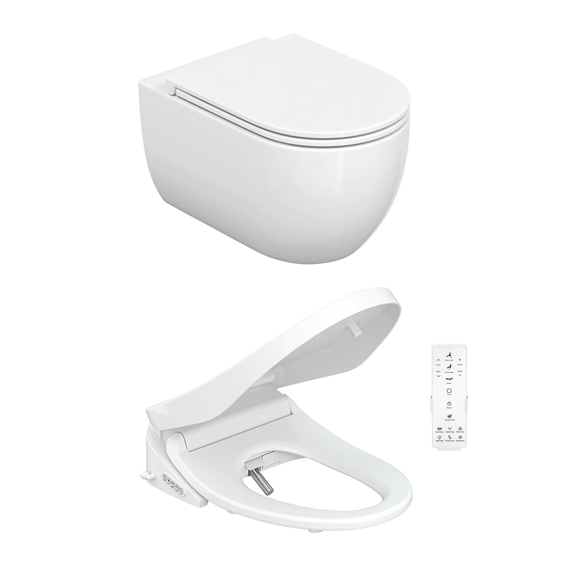 HOROW UG16R Spülrandloses Wand-WC mit Soft-Close-Deckel, 54×36×35,5cm - WC & Smart WC-Sitz Set HOROW UG16R Spülrandloses Wand-WC mit Soft-Close-Deckel, 54×36×35,5cm - WC & Smart WC-Sitz Set