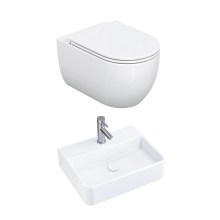 HOROW UG16R Spülrandloses Wand-WC mit Soft-Close-Deckel, 54×36×35,5cm - WC & Waschbecken Set HOROW UG16R Spülrandloses Wand-WC mit Soft-Close-Deckel, 54×36×35,5cm - WC & Waschbecken Set
