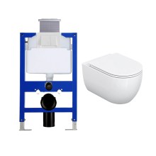 HOROW UG16R Spülrandloses Wand-WC mit Soft-Close-Deckel, 54×36×35,5cm - WC & Spülkasten Set HOROW UG16R Spülrandloses Wand-WC mit Soft-Close-Deckel, 54×36×35,5cm - WC & Spülkasten Set