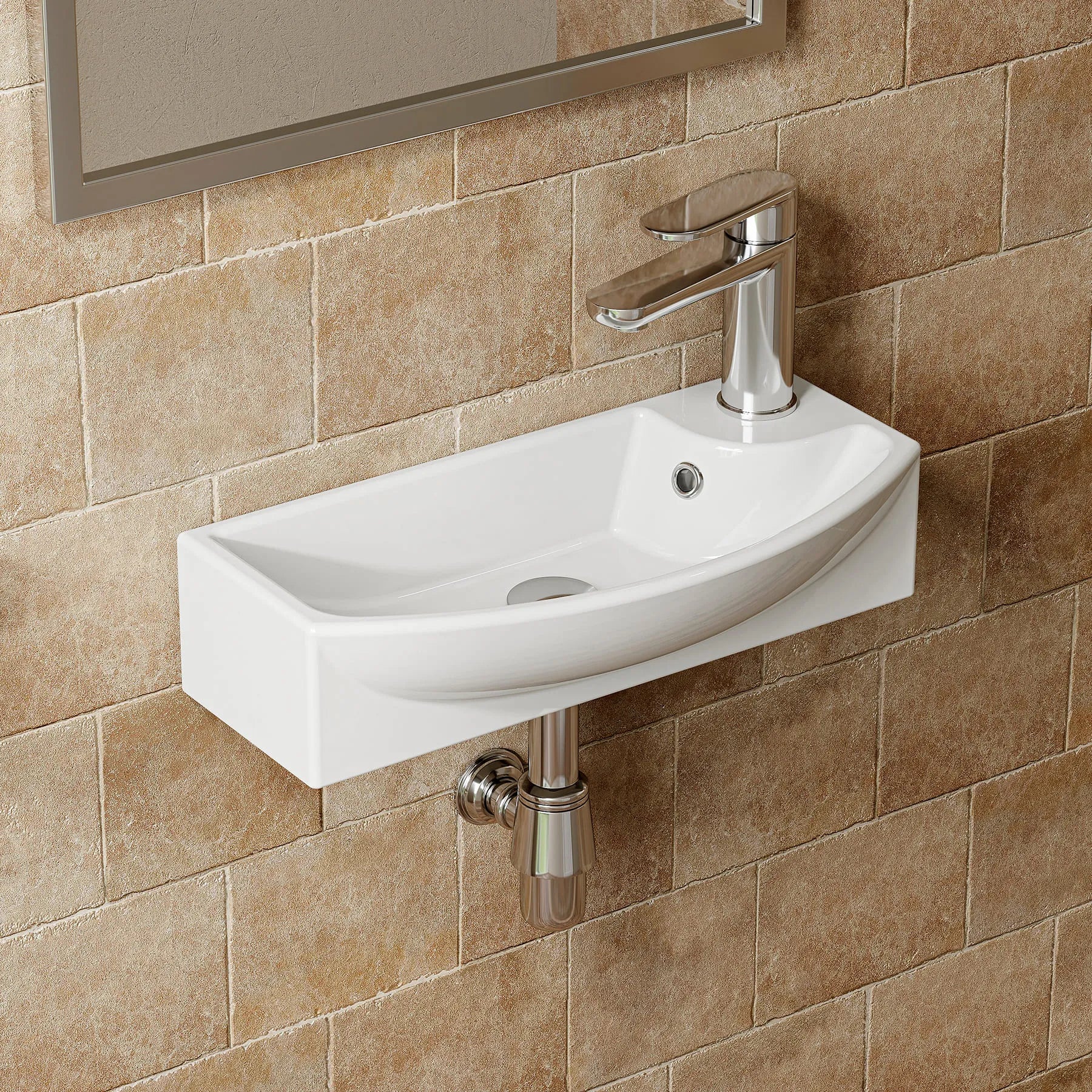 HOROW F11A-S4522L Waschbecken mit Hahnloch & Überlauf, 45 cm Weiße Keramik HOROW F11A-S4522L Waschbecken mit Hahnloch & Überlauf, 45 cm Weiße Keramik