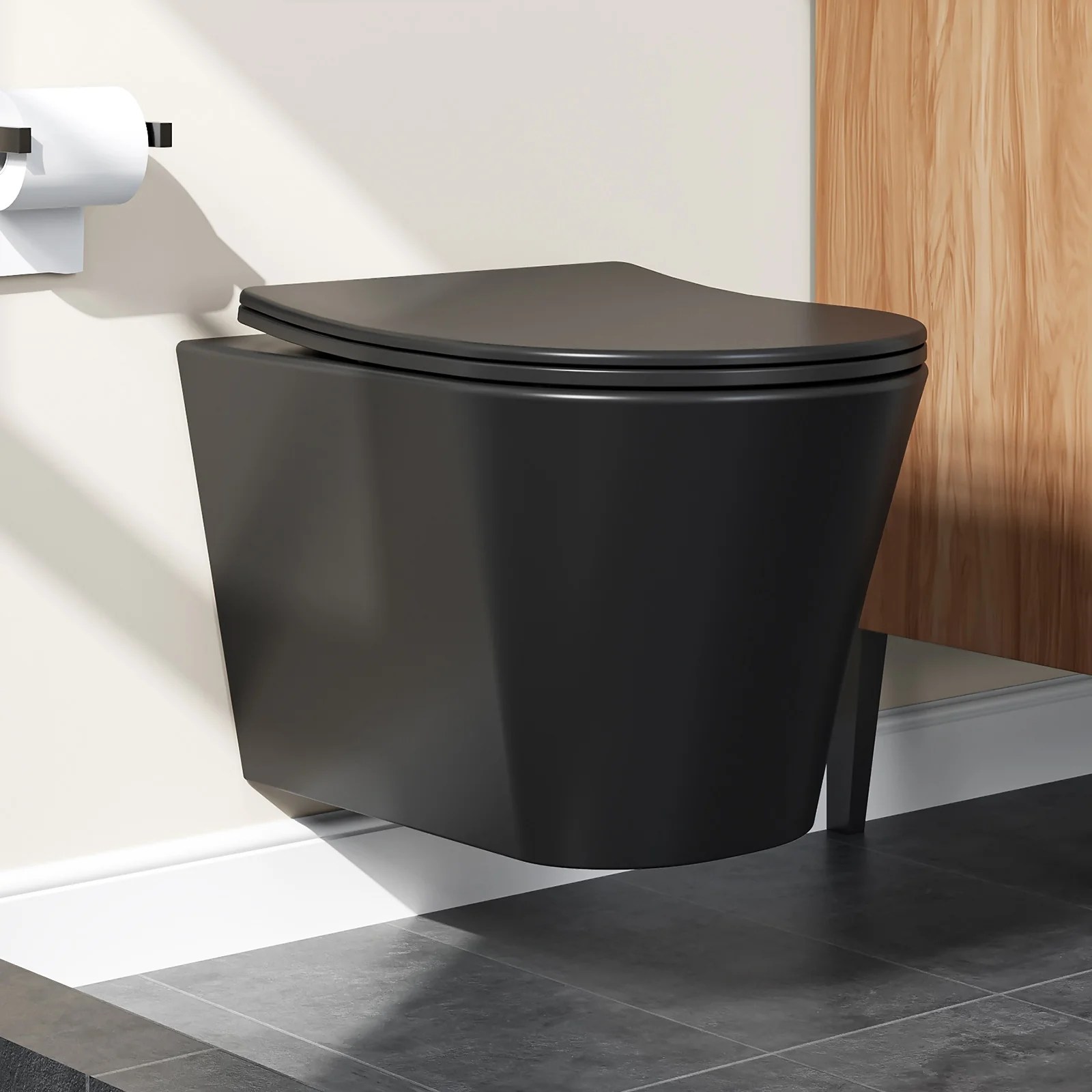 HOROW UG08R-B Wand-WC Mattschwarz mit Softclose-Sitz HOROW UG08R-B Wand-WC Mattschwarz mit Softclose-Sitz