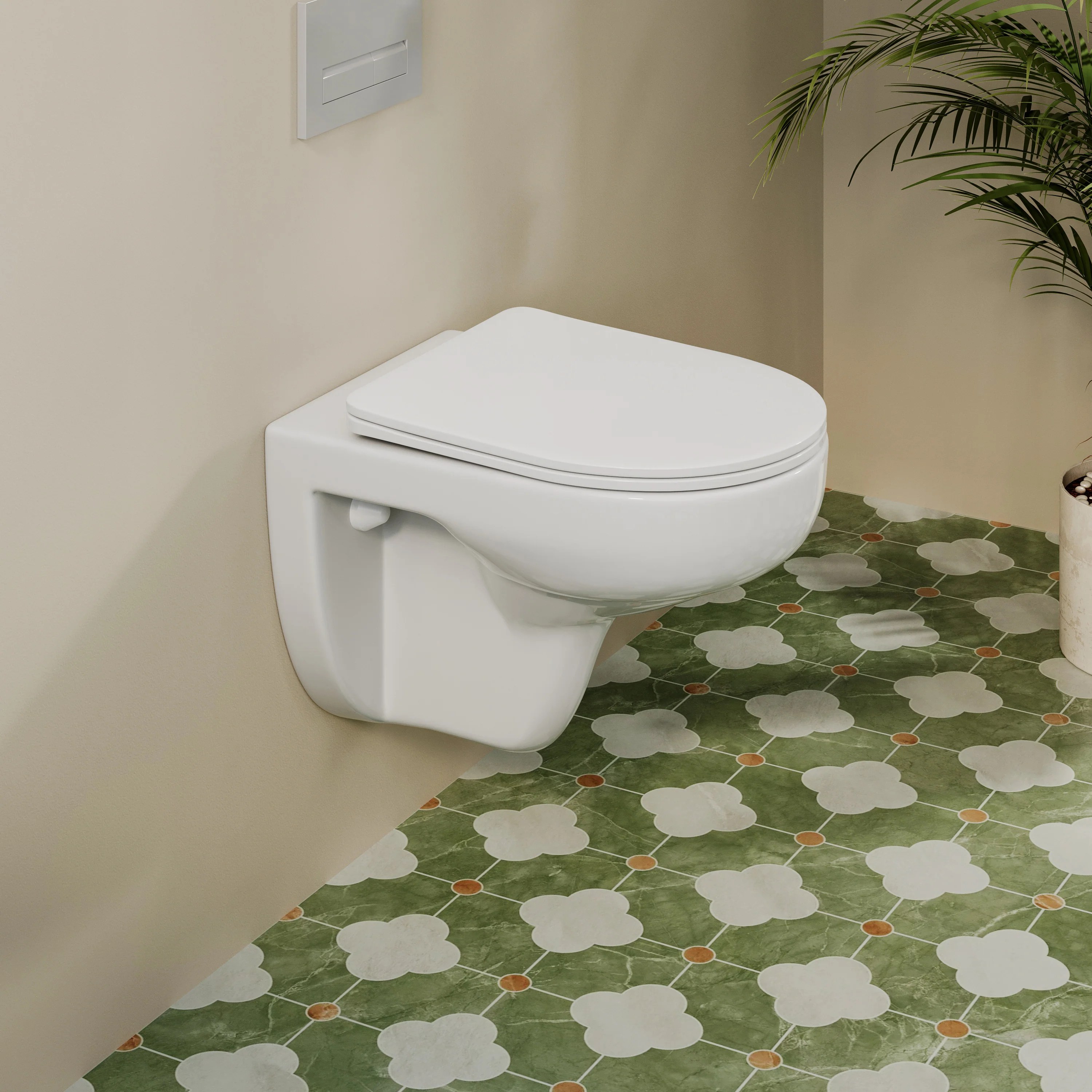 HOROW UG15R Wand-WC, spülrandlose Toilette aus Keramik, 52,5 × 36 × 36,5 cm HOROW UG15R Wand-WC, spülrandlose Toilette aus Keramik, 52,5 × 36 × 36,5 cm