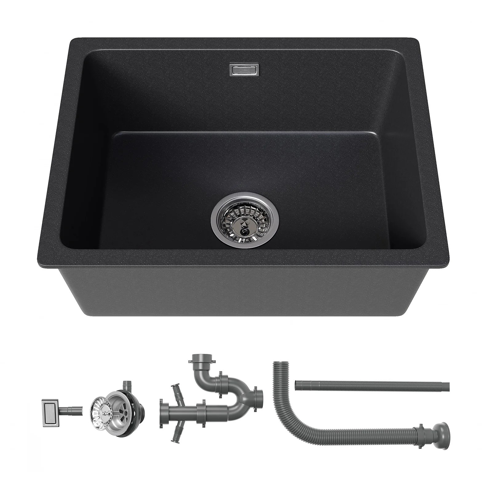 HOROW A02R-S5643B Granitspüle Schwarz 56×43cm, Kratzfest, eckig, pflegeleicht HOROW A02R-S5643B Granitspüle Schwarz 56×43cm, Kratzfest, eckig, pflegeleicht